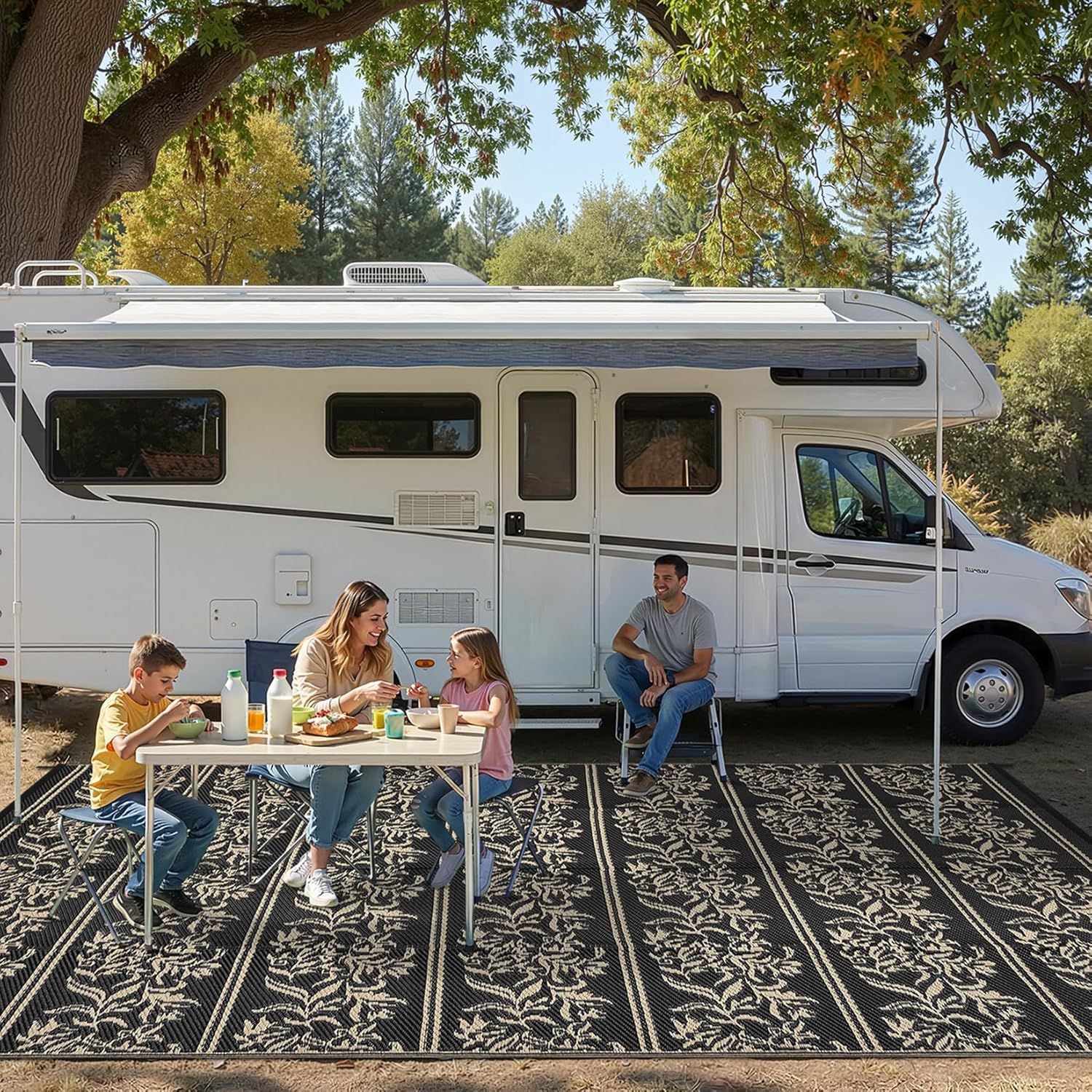 Aoile 9x18 Outdoor Rug Boho Leaf Waterproof Reversible Patio Camping ...
