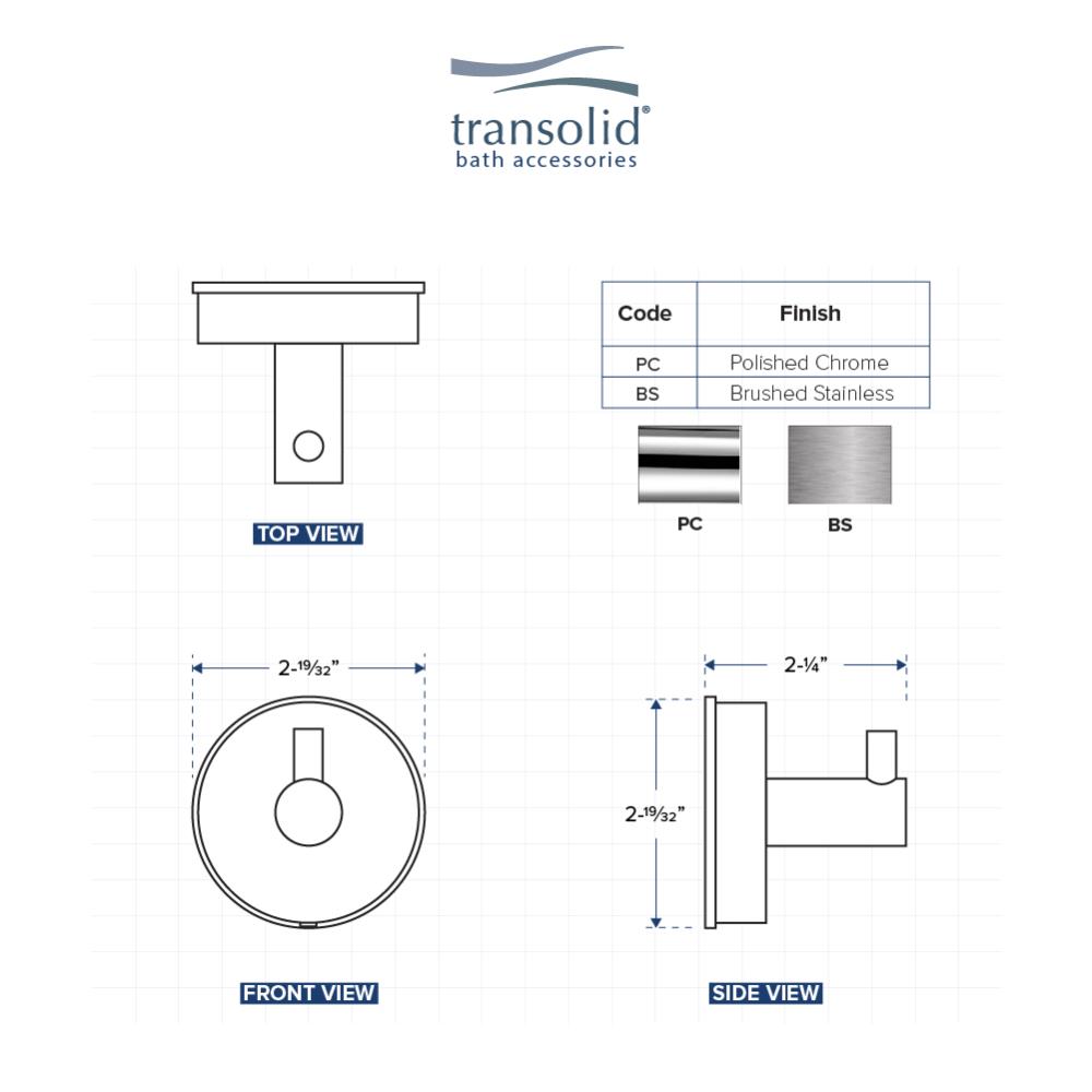 Transolid CRH-BS Robe-Hooks - View #5