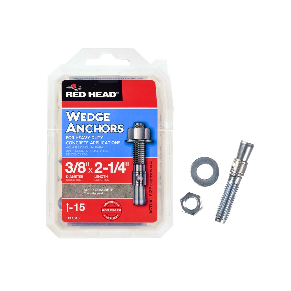 Red Head 11015 3/8-in x 2-1/4-in Concrete Wedge Anchors ( 15 -Pack)