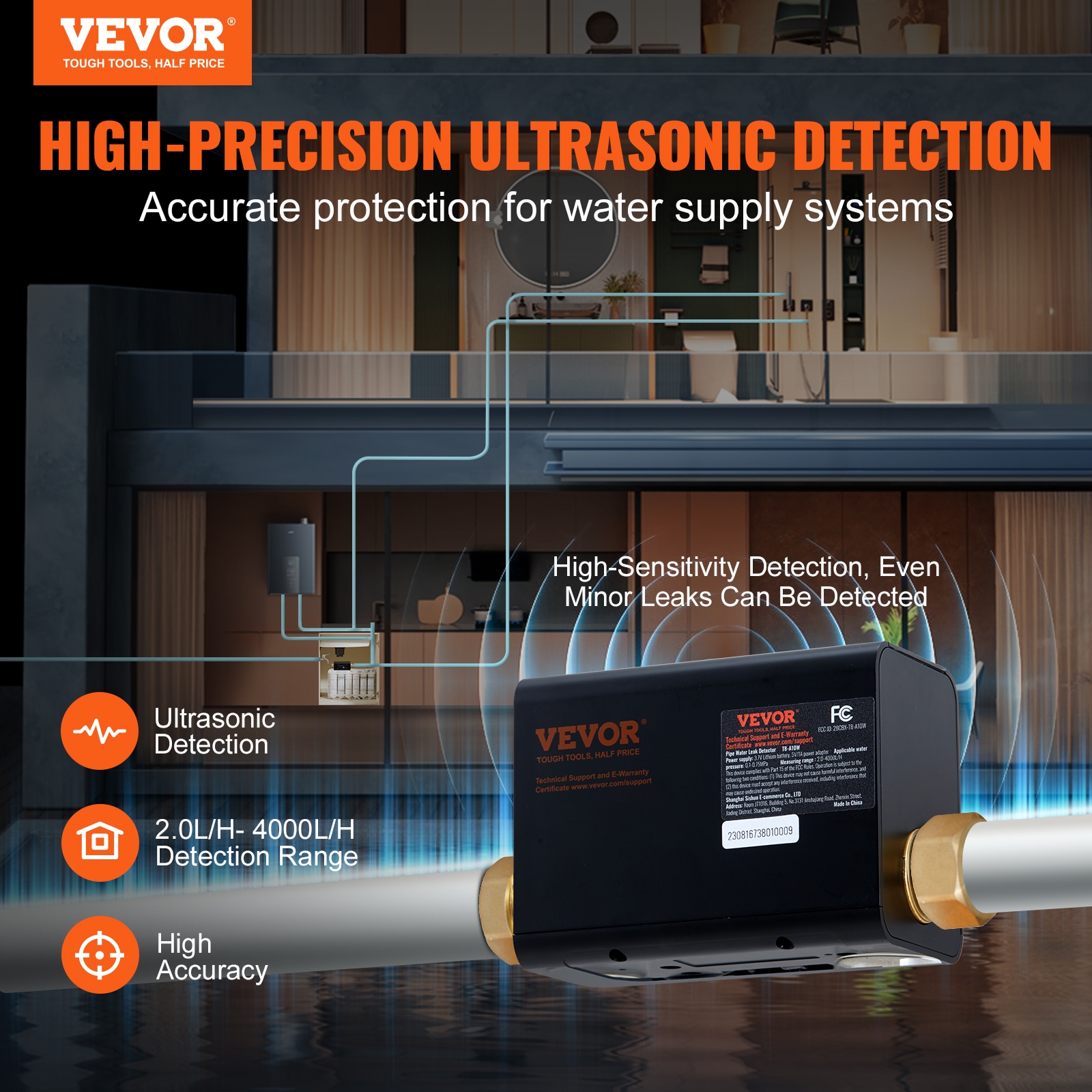 VEVOR Smart Water Monitor Auto Shutoff Leakage Detector Indoor/Outdoor  Smart Water Leak Detector with Automatic Shut-off Valve in the Water Leak  Detectors department at