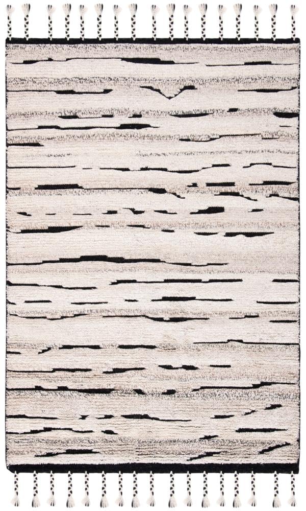 Safavieh CSB400A-4 Casablanca Witten 4 X 6 (ft) Wool Charcoal/Ivory Indoor Abstract Moroccan Area Rug