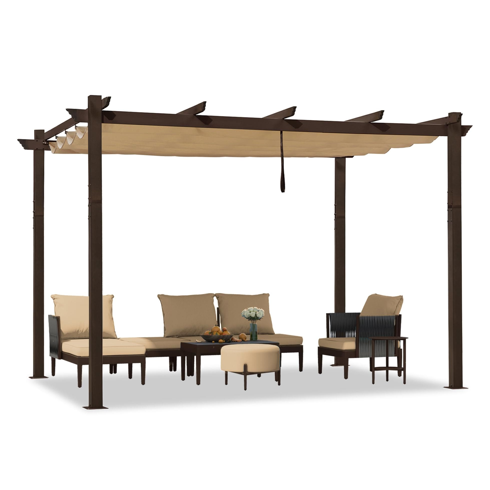PURPLE LEAF LSA2-GTP-1012-KK Pergola 8-ft H Metal Freestanding Pergola with Canopy