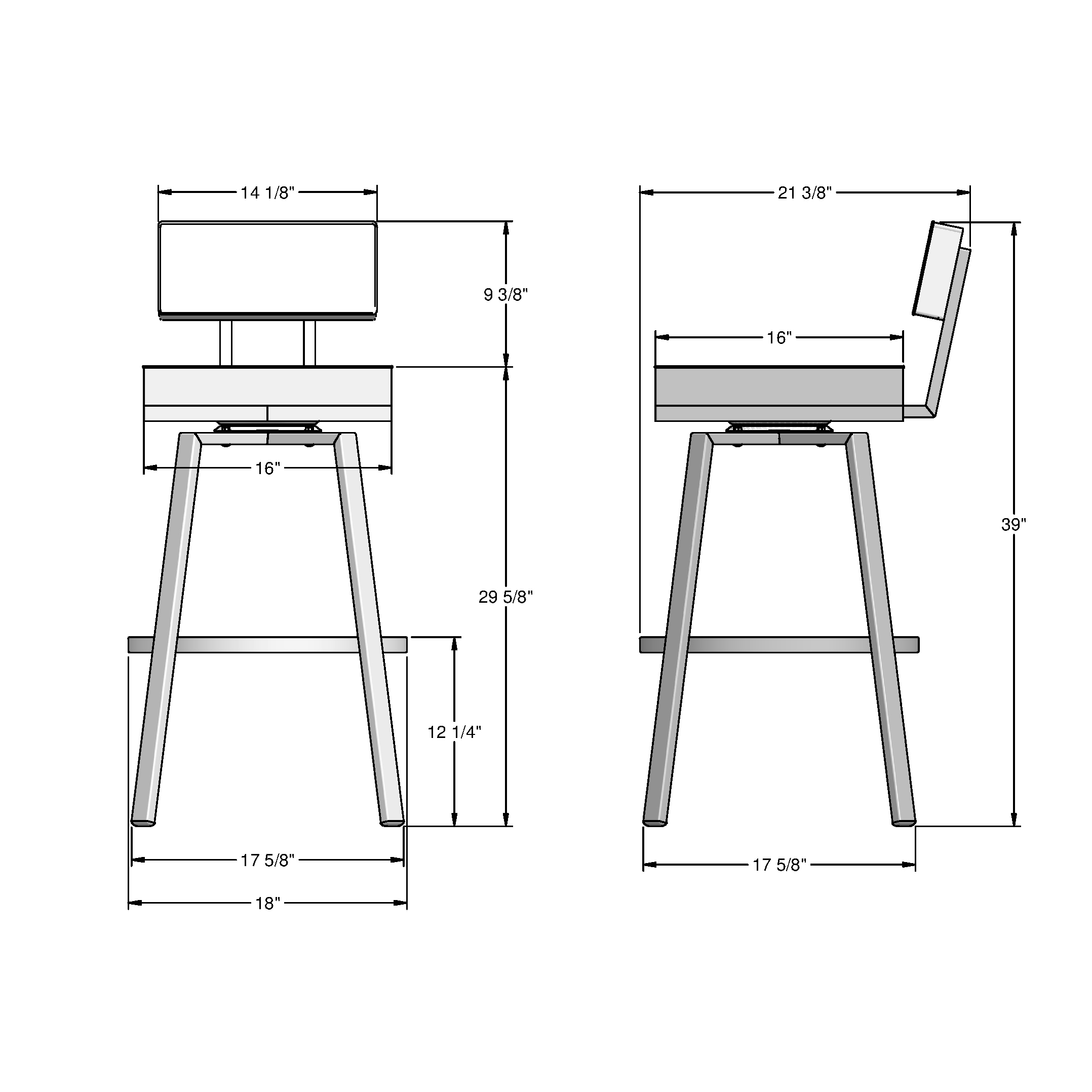 Amisco Staten Light Grey Polyester Black Metal 29 625 In H Bar Height