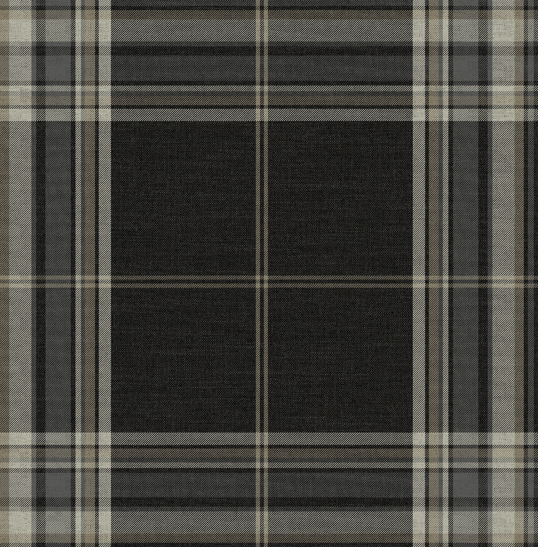 A-Street Prints Haberdashery 56.4-sq ft Black Non-woven Plaid Unpasted Wallpaper