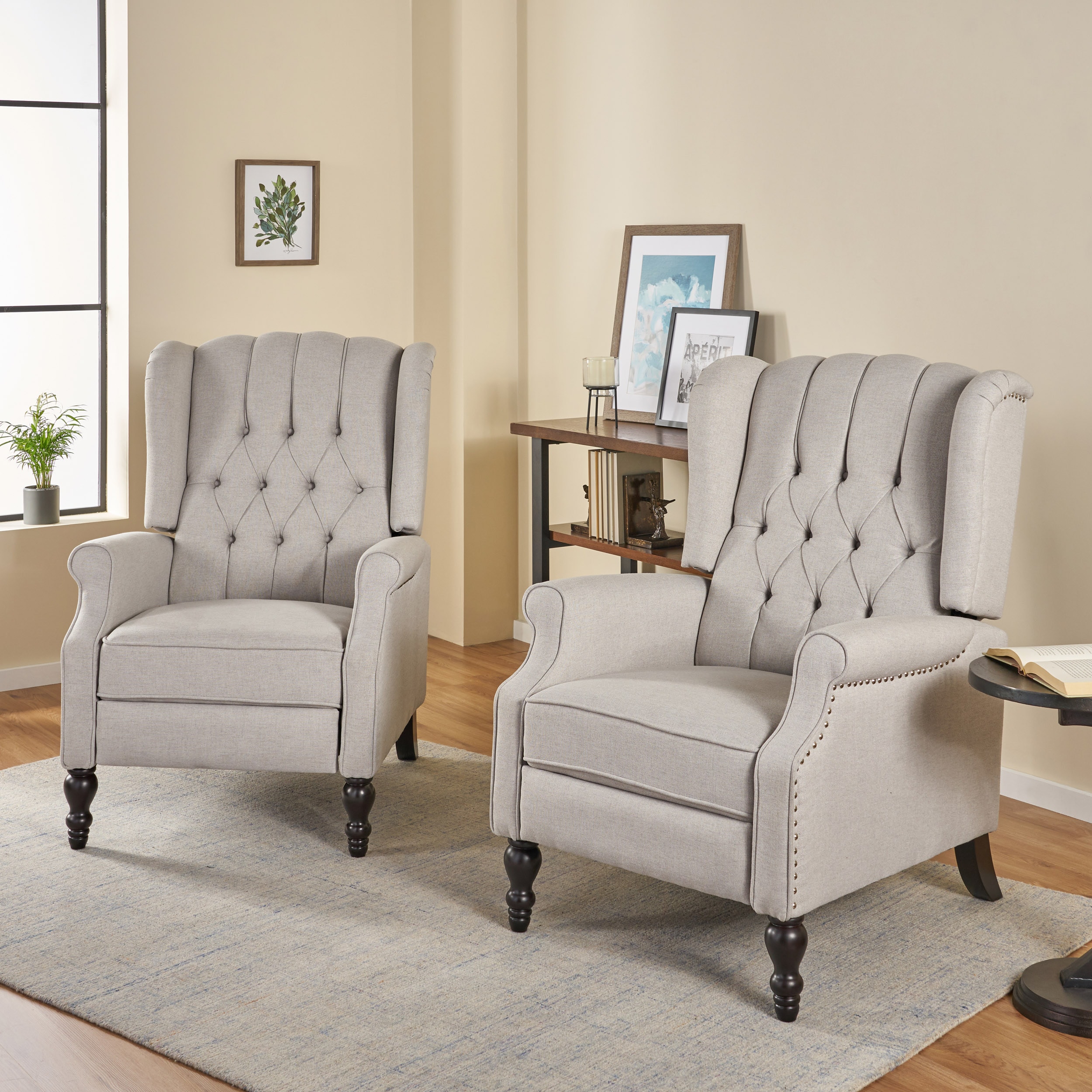 Christopher Knight Home 312263 Walter Tufted Fabric Recliners  Set of 2
