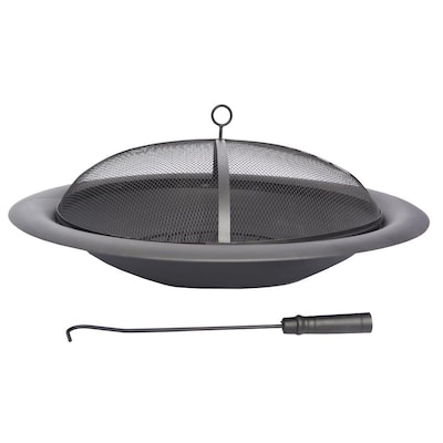 Black Steel Wood Burning Fire Pit, Outdoor Fire Pit Replacement Pan Round