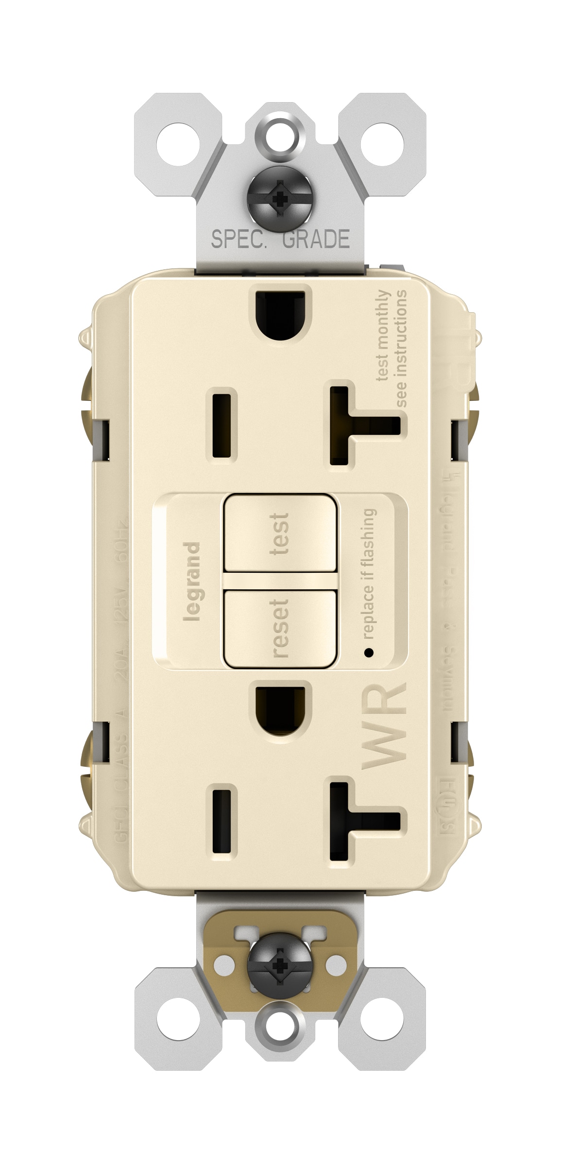 Legrand 2097TRWRLA radiant 20 -Amp 125-volt Tamper Resistant Weather Resistant GFCI Residential/Commercial Decorator Outlet , Light Almond