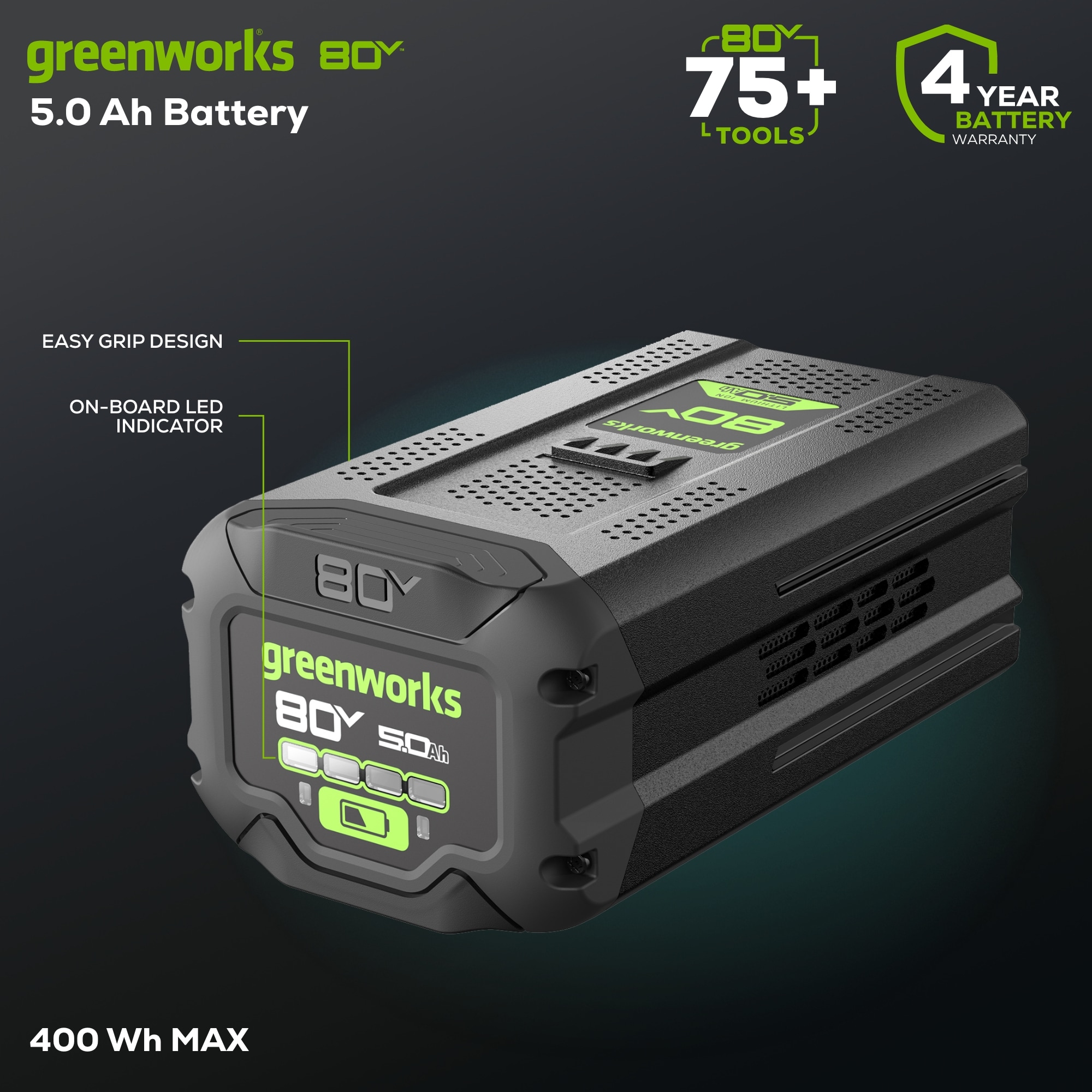 Greenworks LB8050 Cordless-Ope-Batteries - View #4