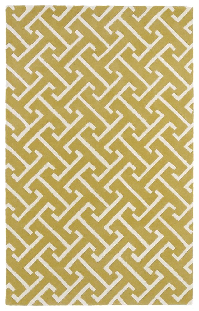 Kaleen REV04-28-35 Revolution 3 x 5 Wool Yellow Indoor Geometric Throw Rug