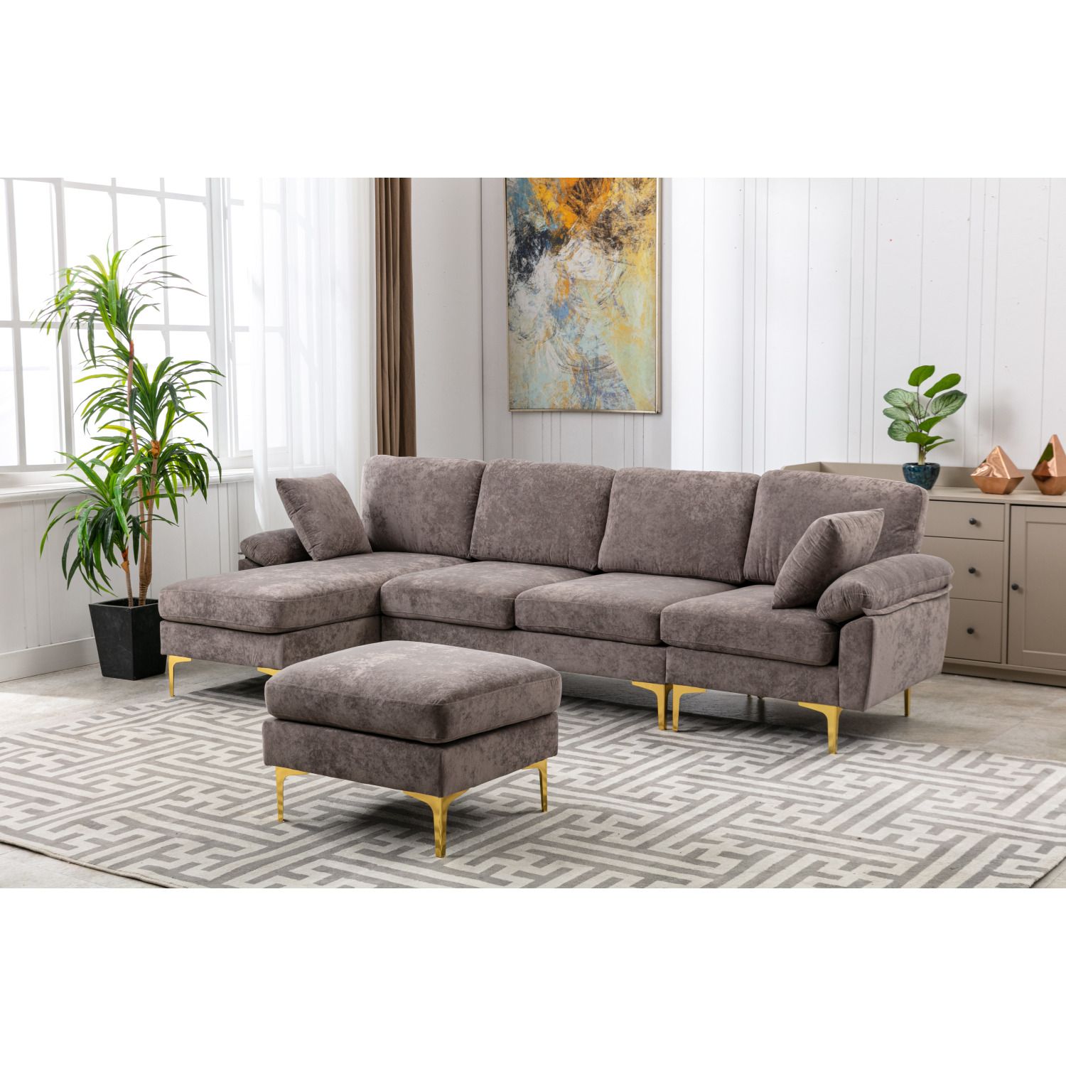 JASMODER W395S00047 53.94-in Modern Grey Polyester/Blend Sofa