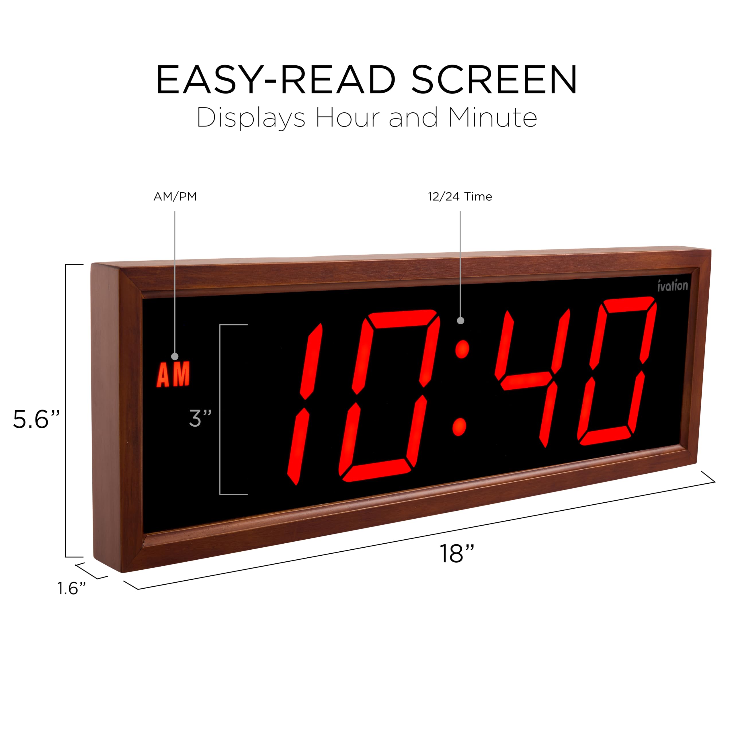 Ivation JID1118RED Indoor-Outdoor-Clocks - View #2