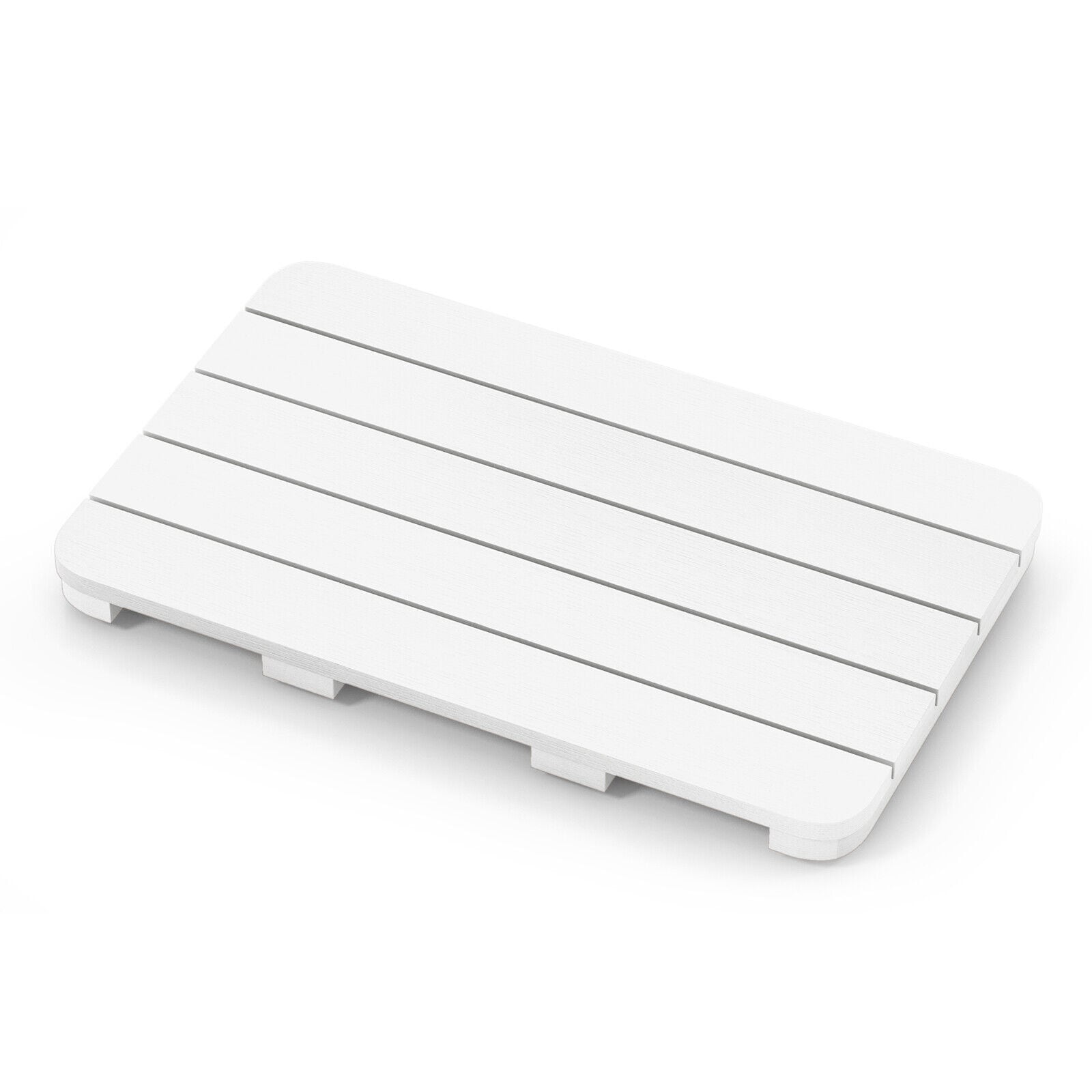 SUGIFT Waterproof HIPS Spa Shower Mat 21.5-in x 13.5-in for Bathroom with Non-Slip Foot Pads - White