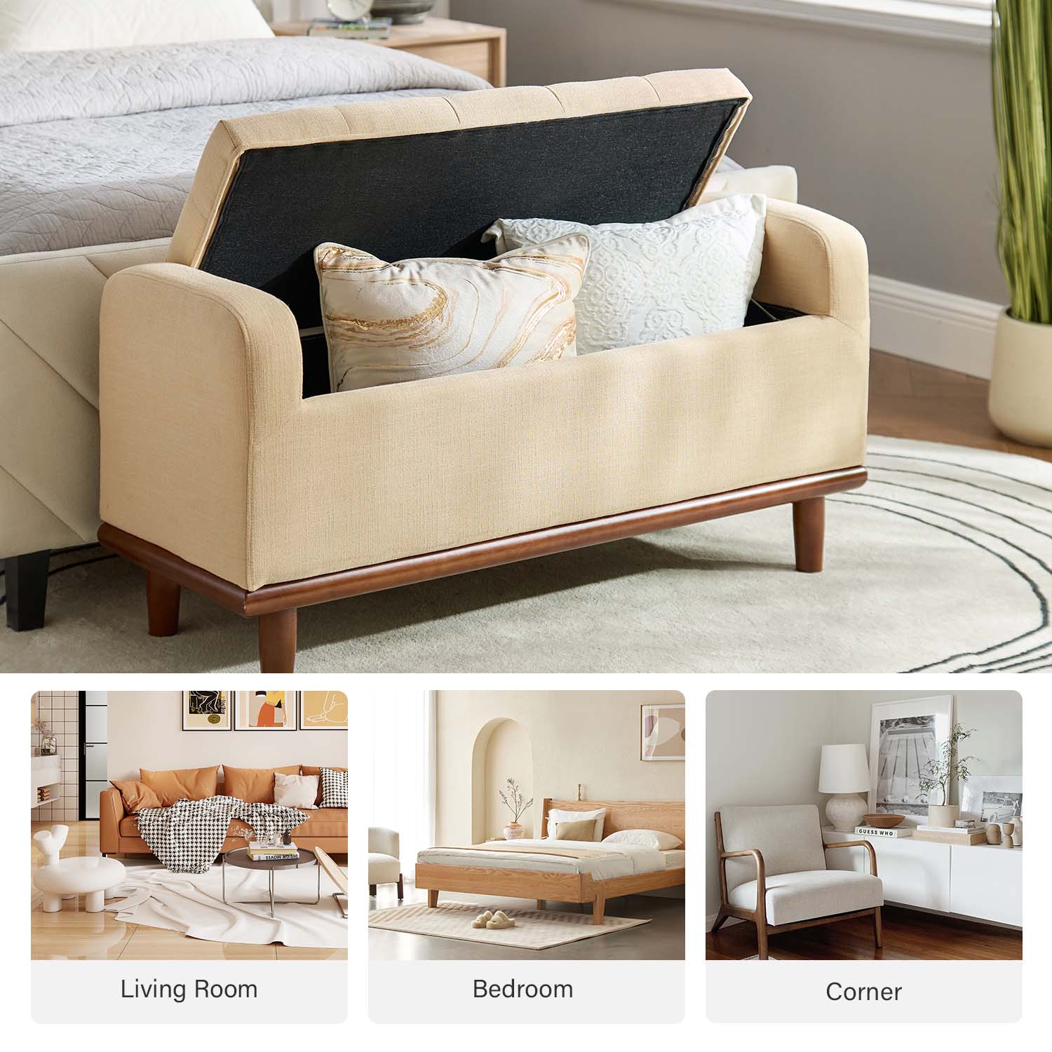 14 Karat Home BEOY0568-LINEN bench - View #6