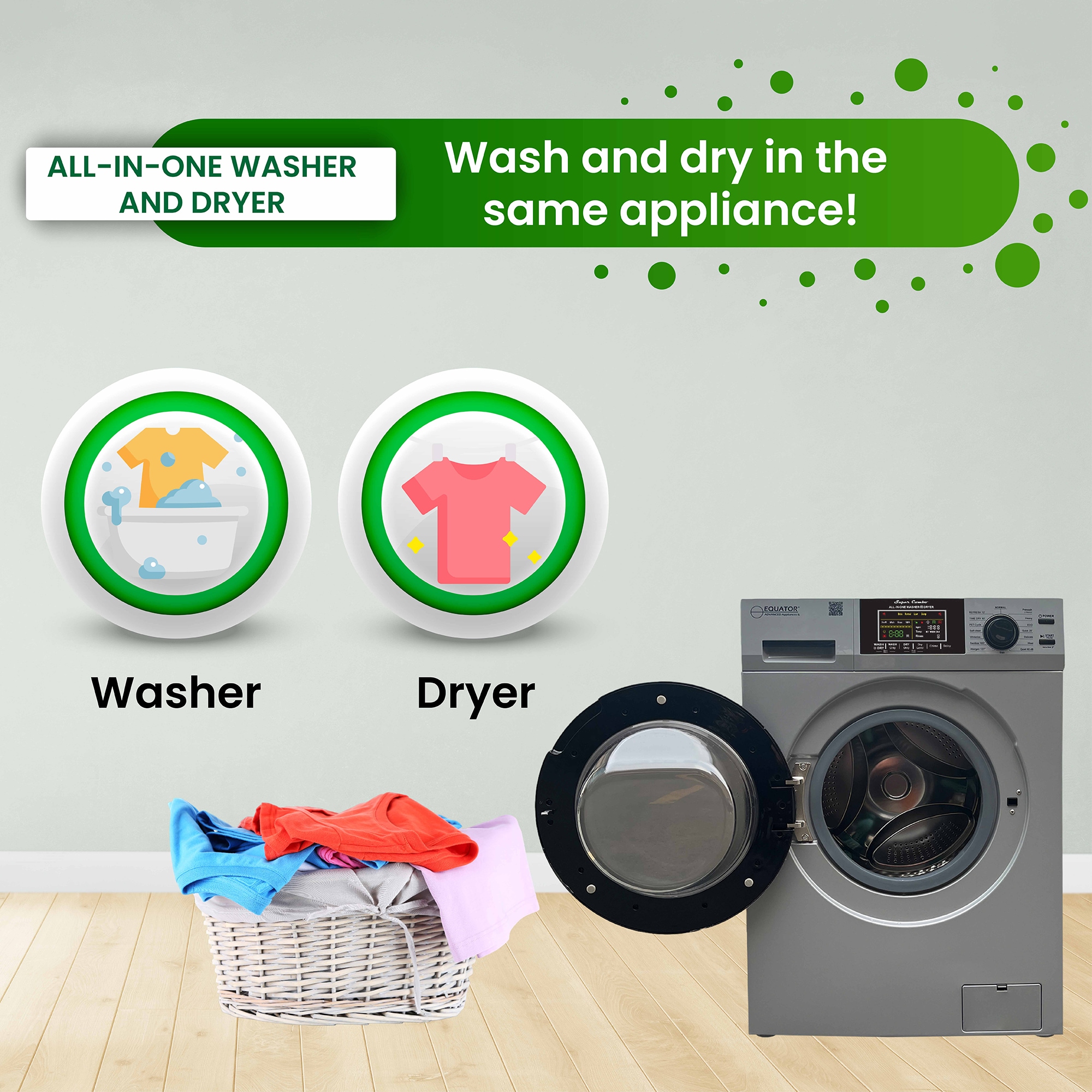 Silver 1.62 cu. ft. Stainless Steel Smart Washer Dryer Combo