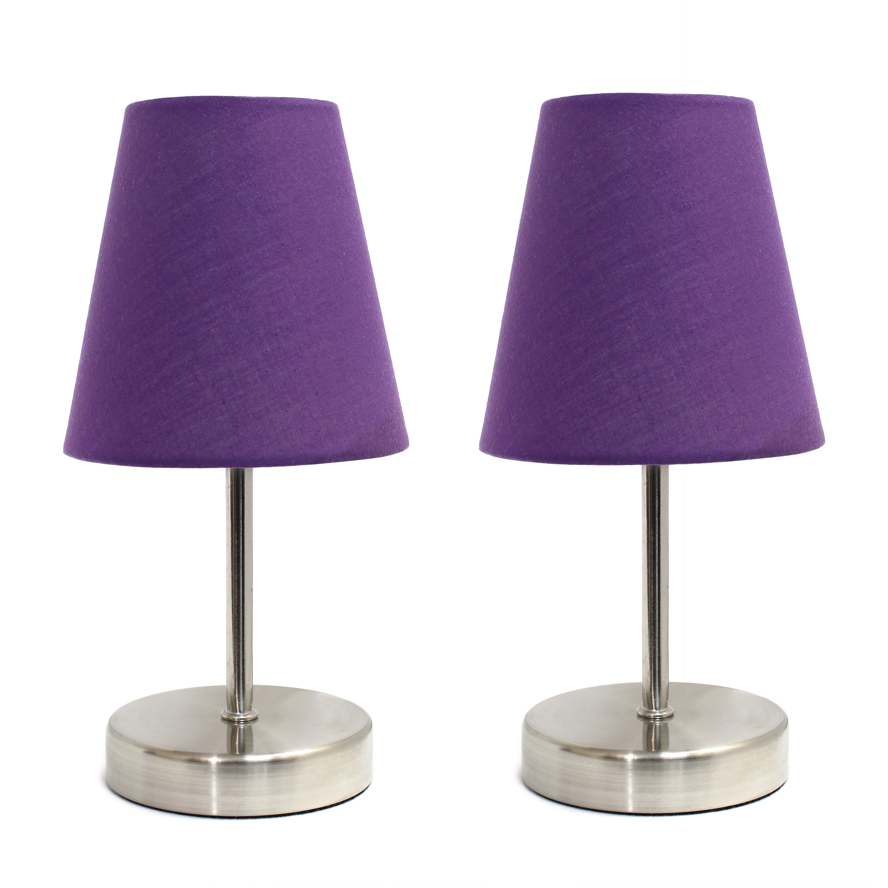 Creekwood Home CWT-2007-PR-2PK 10.5-in Sand Nickel/Purple LED On/Off switch Table Lamp with Fabric Shade 2 -Set