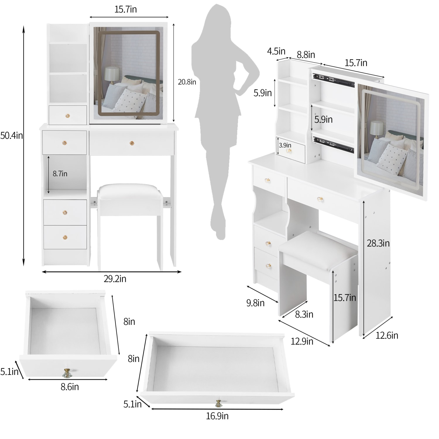 Streamdale Furniture W936P202317 Bedroom-Vanities - View #2