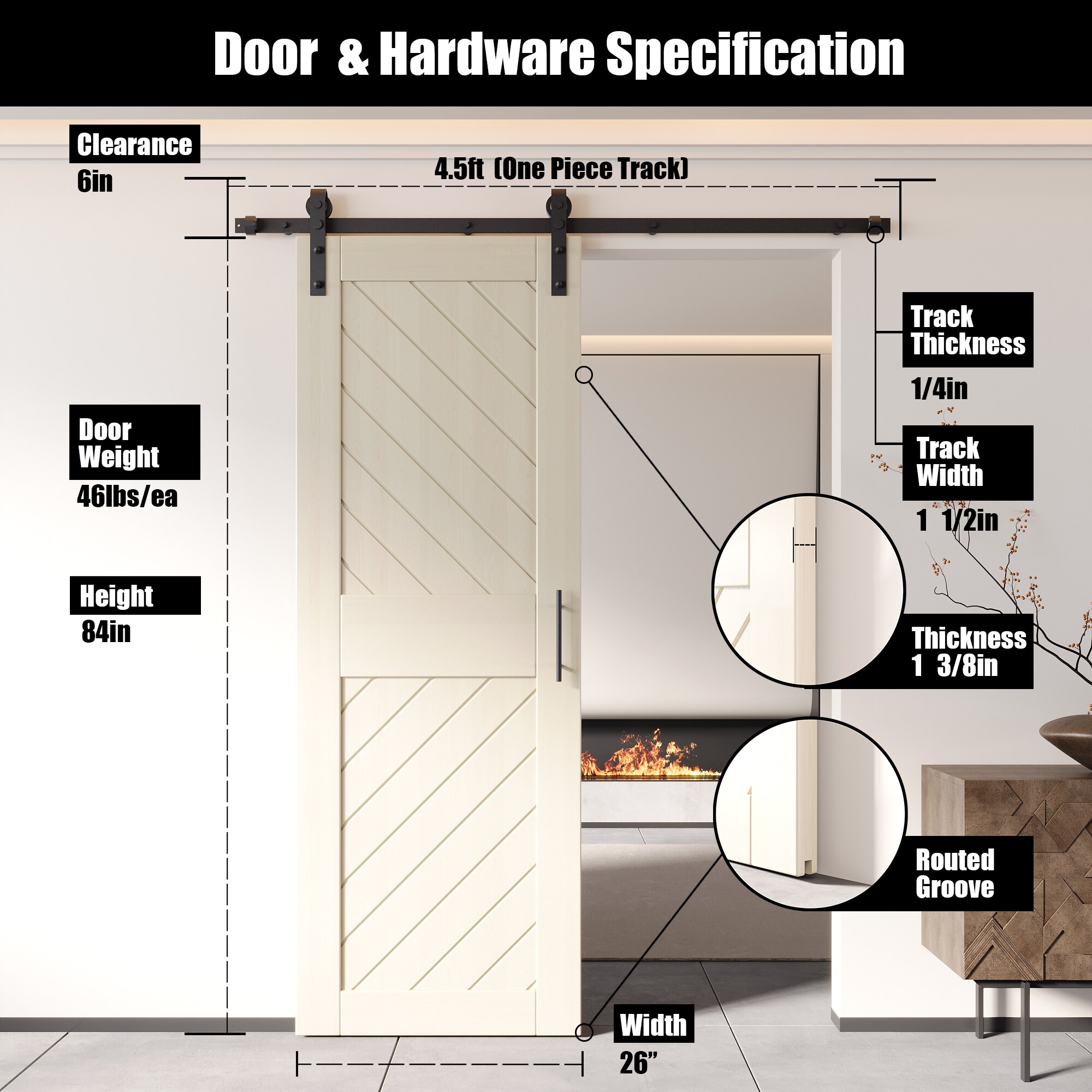 HOMACER YT1H054C-XT4-2684-TG Barn-Doors - View #2