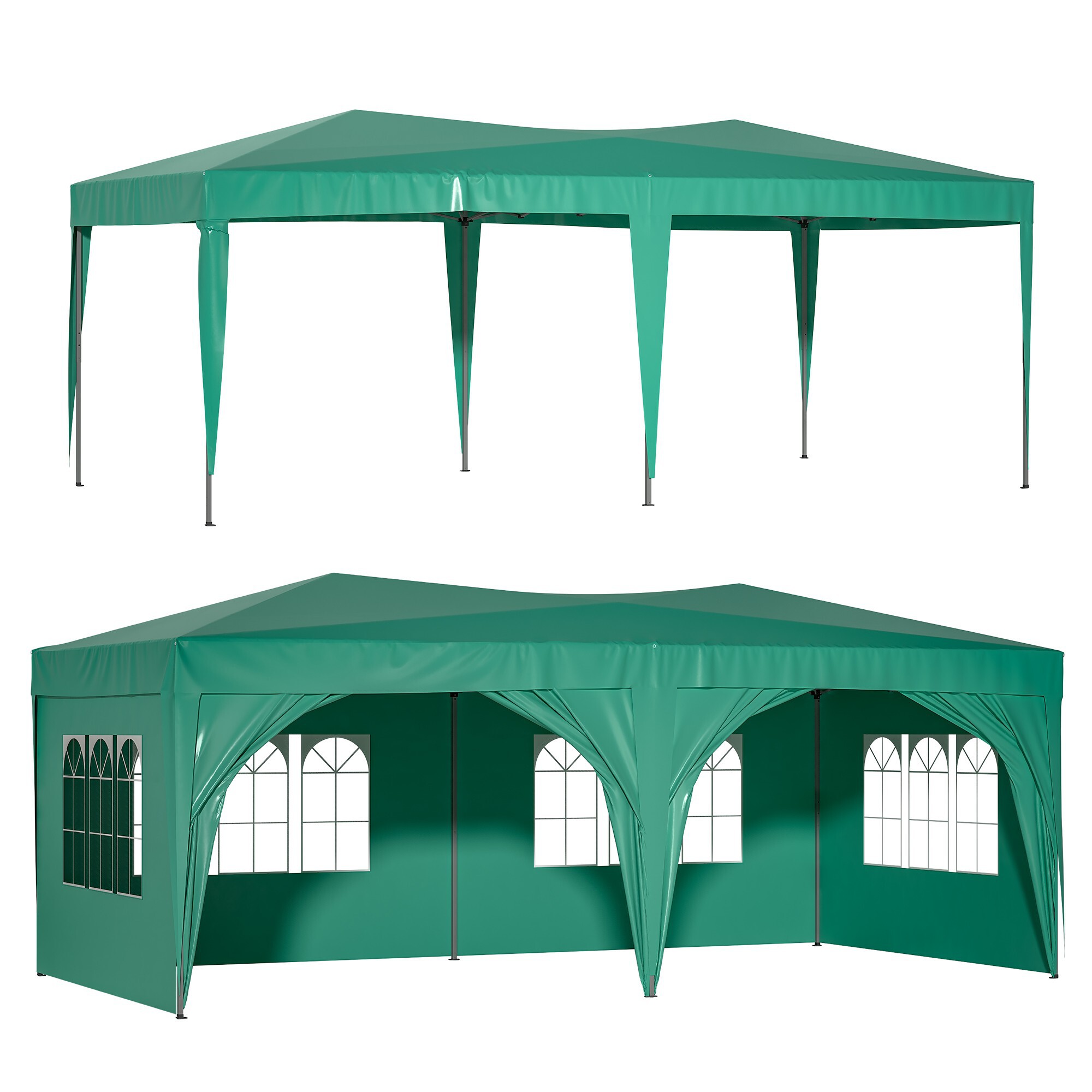 Miki Shinly OS-6043-02QI 20-ft x 10-ft Rectangle Green Pop-up canopy