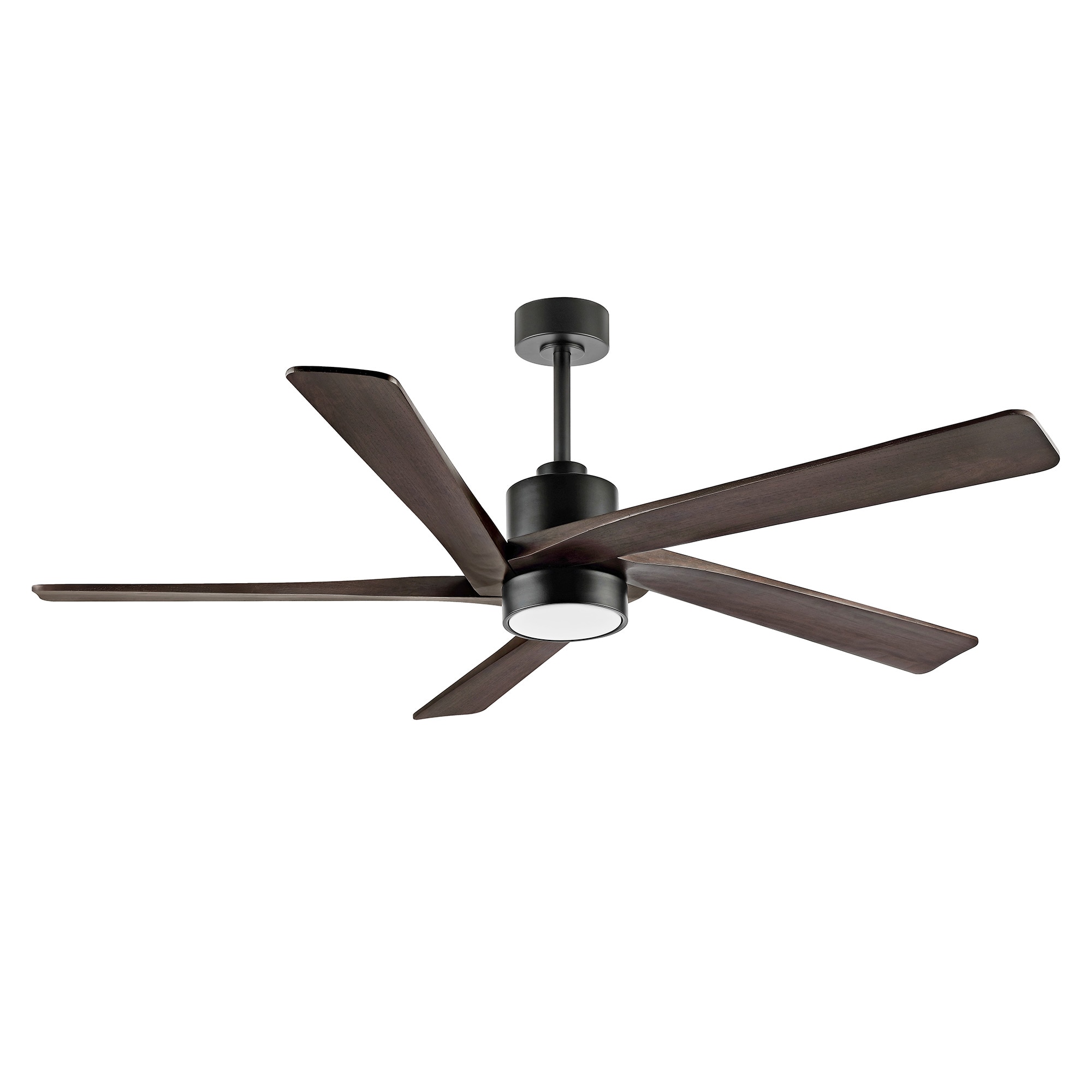 GETLEDEL LECF-BS12-NI 64-in Color-Changing Integrated LED Black with Walnut Blades Ceiling Fan With Light - Remote Included ( 5 -Blade )