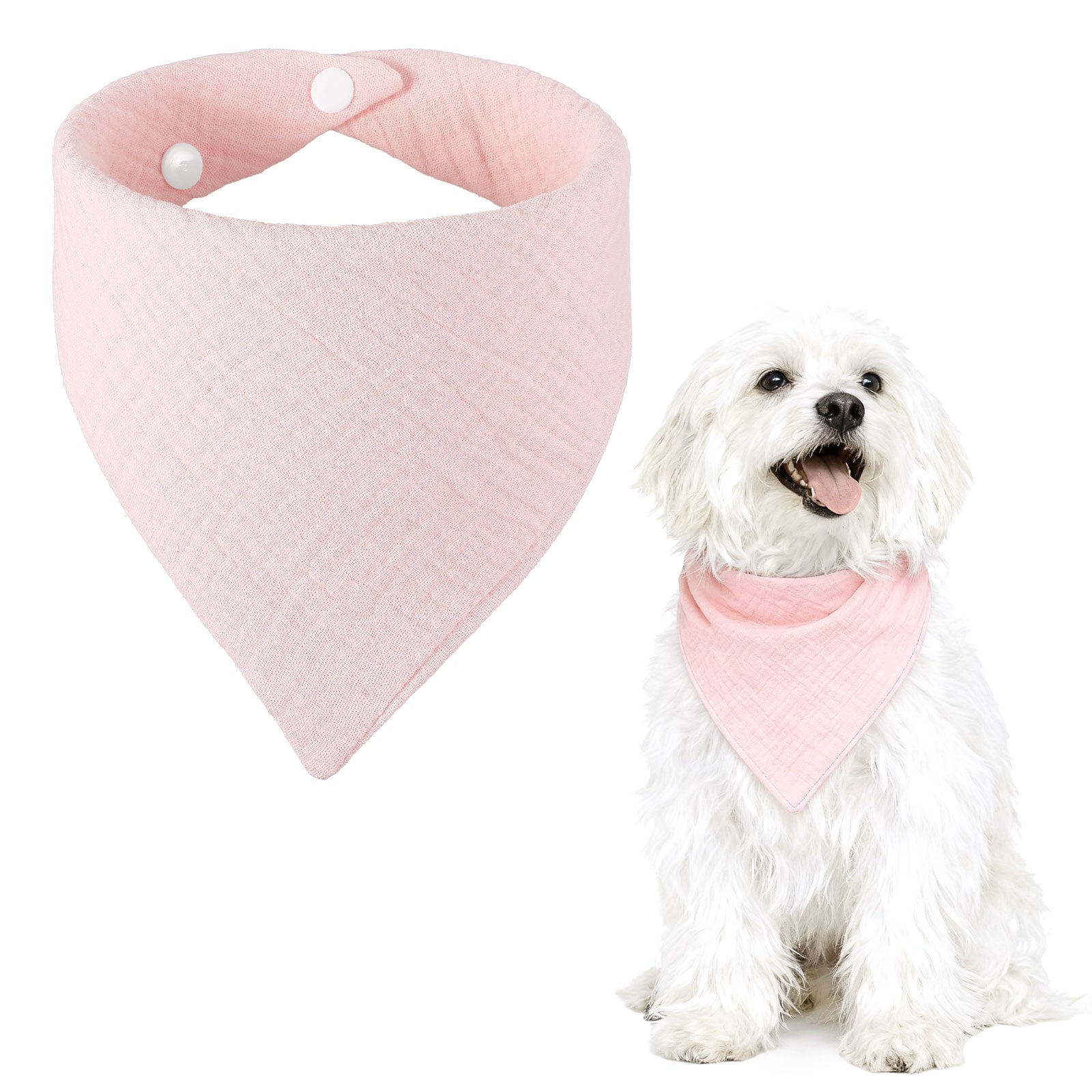 Unique Bargains Triangle Dog Bandanas with Button Solid Soft Pet Scarf Comfortable Triangle Bibs Washable Adjustable (Fabric Light Pink) for Small Medium Puppies Cat Birthday Party Gift
