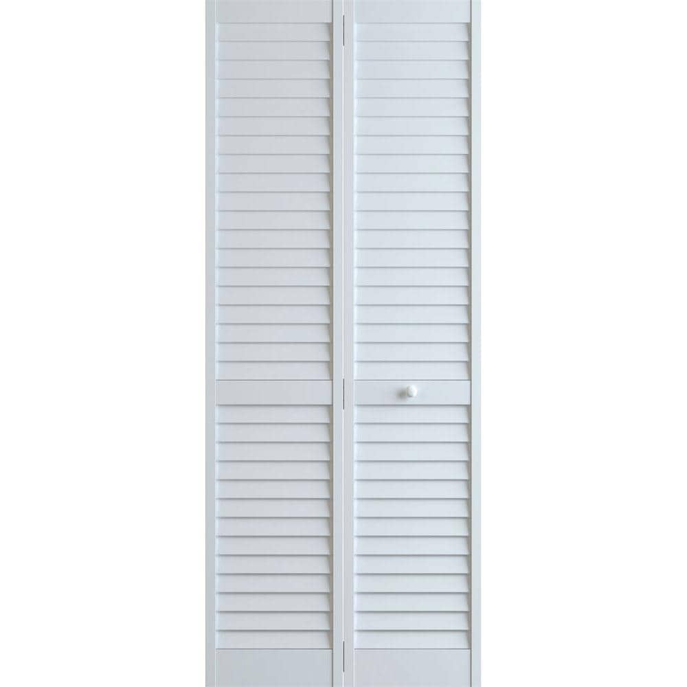 ReliaBilt 24-in x 80-in White Louver Prefinished Pine Wood Bifold Door (Hardware Included)