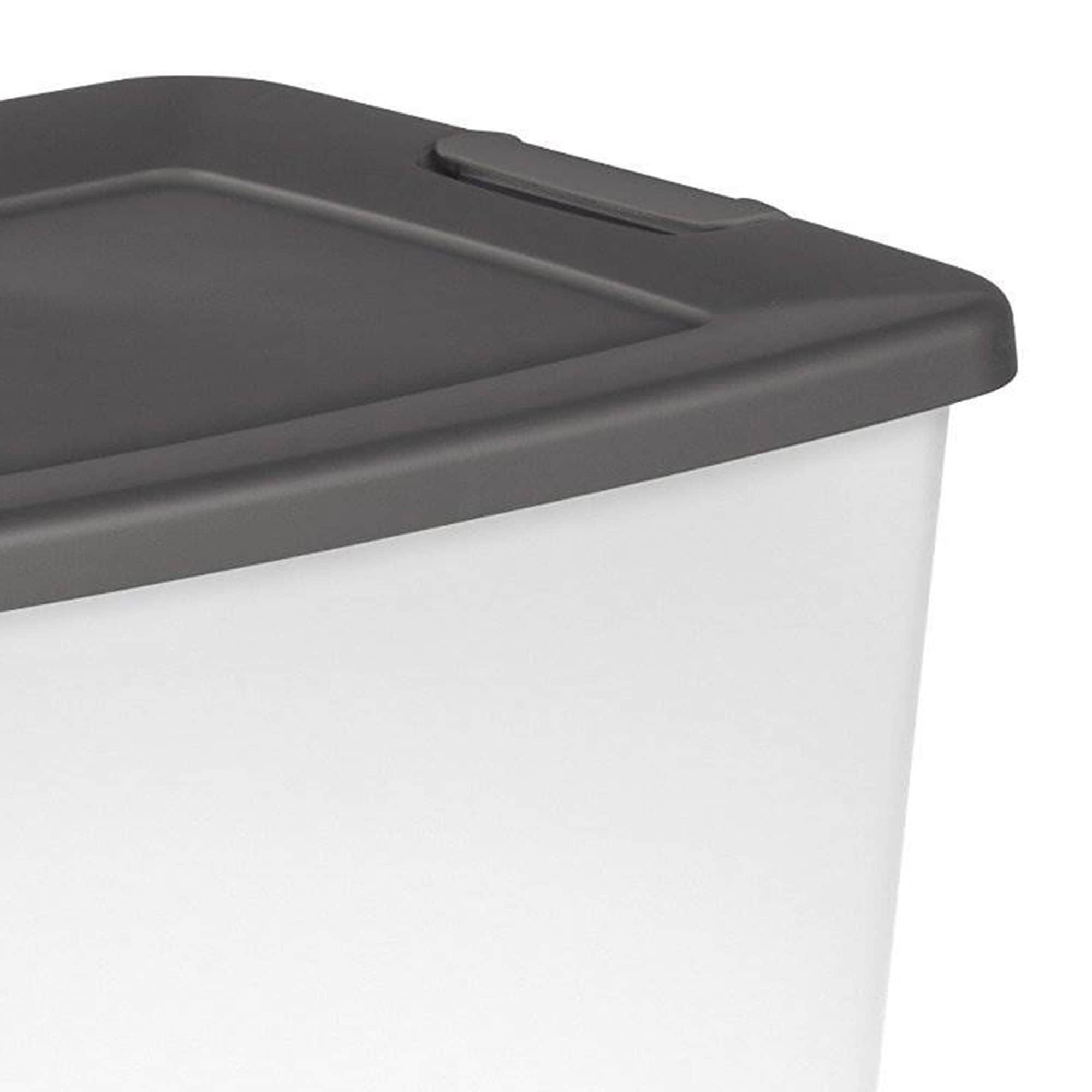 Sterilite 50 Qt ShelfTote, Stackable Storage Bin with Latching Lid, Plastic  Container to Organize Closet Shelves, Clear Base and Gray Lid, 6-Pack
