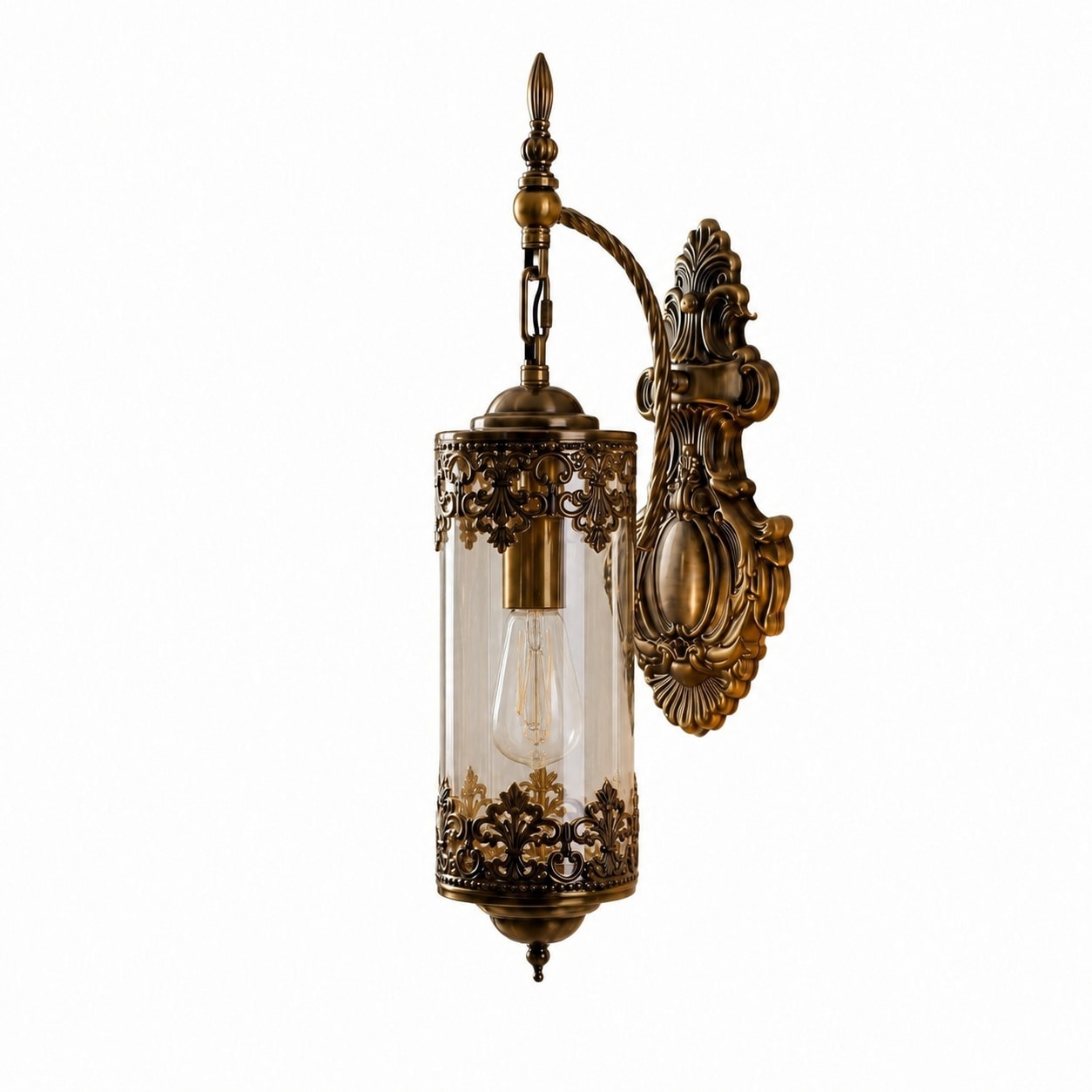 Aoibox  Rustic Amber Glass Wall Sconce Gothic E26 Vintage Lantern Light Fixture for Living Room Bathroom Hallway