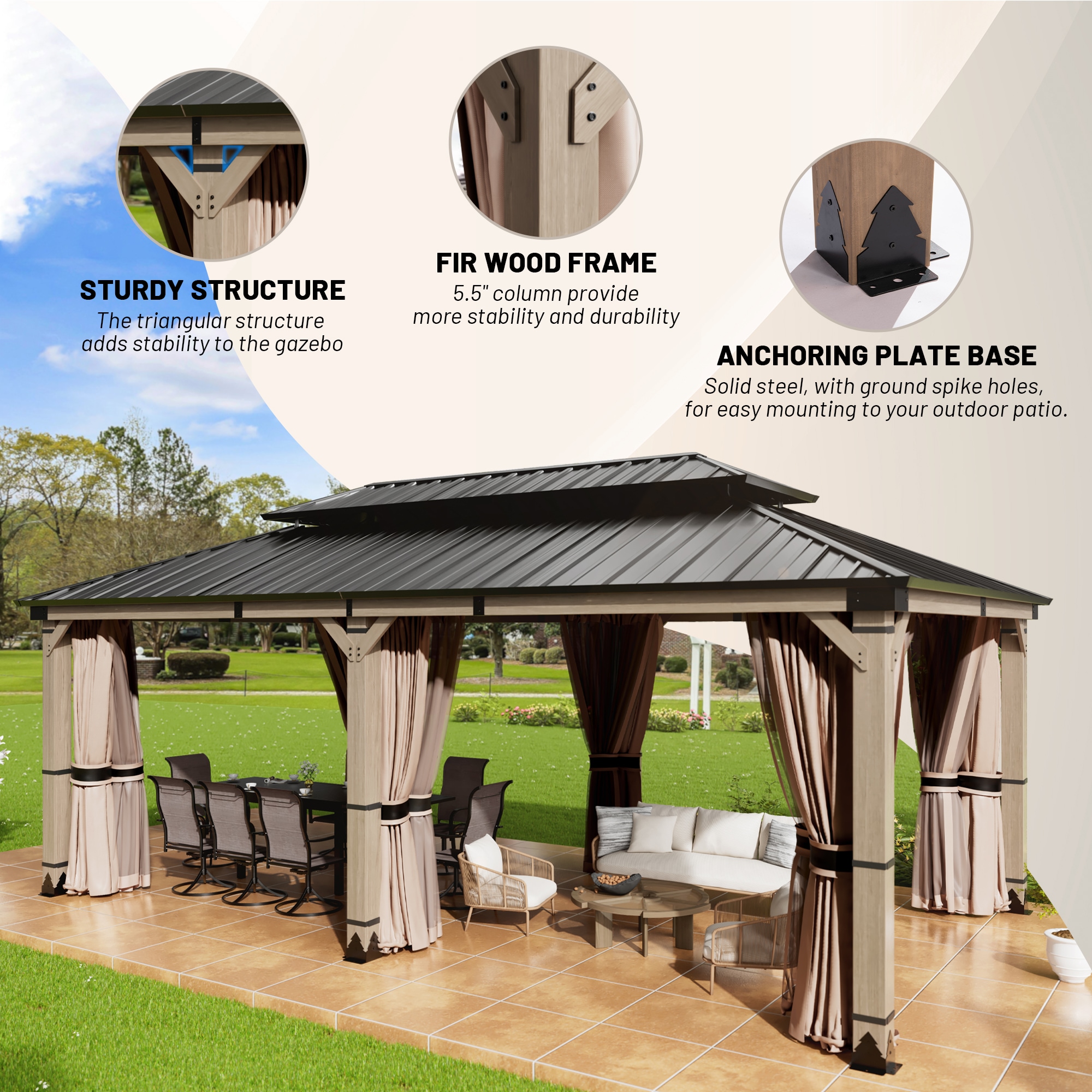 Clihome CL-M1220140 Wood-Resin-Gazebos - View #10