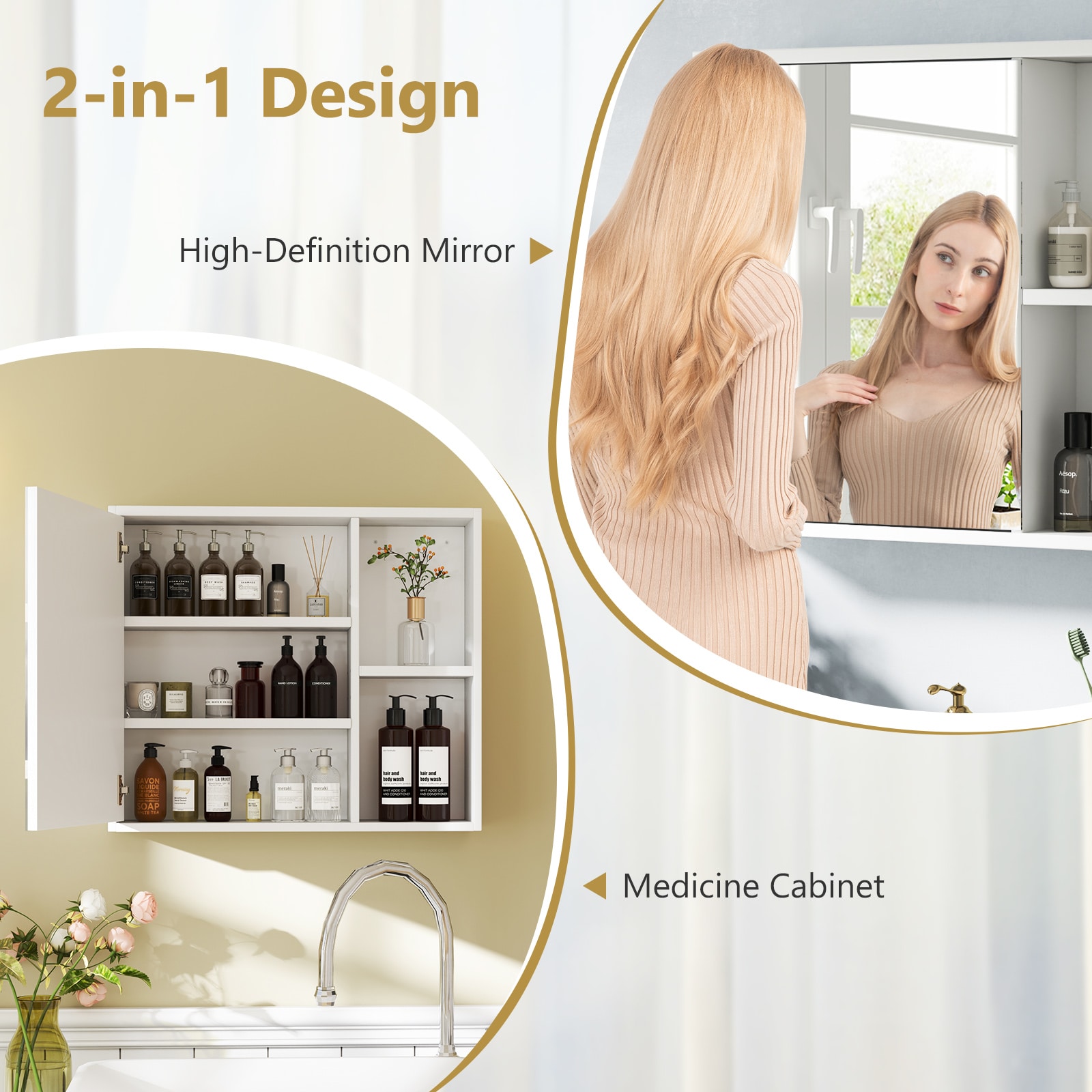 WELLFOR UTG12212WH Bathroom-Medicine-Cabinets - View #10