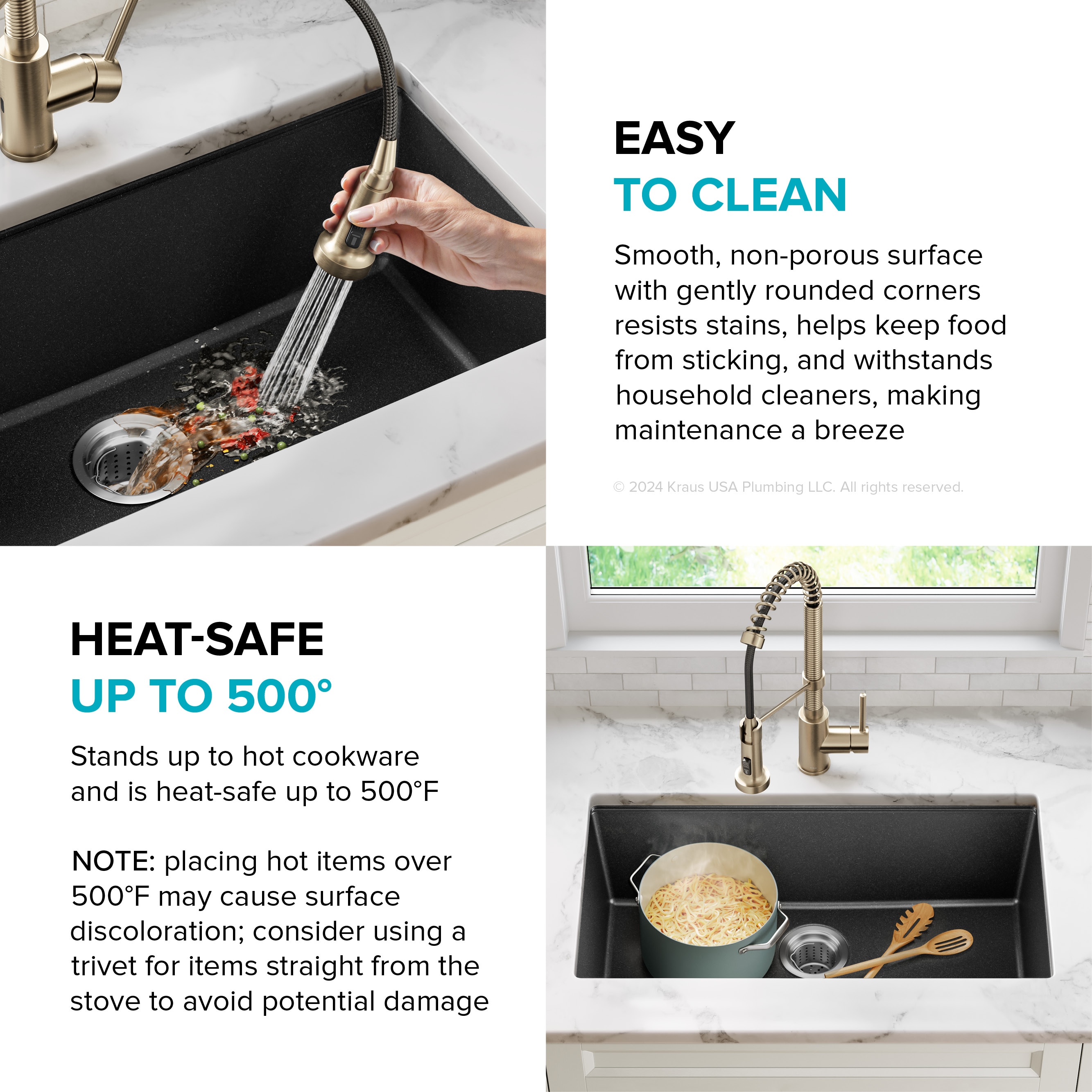 31 Inch Undermount Single Bowl Black Granite Kitchen Sink