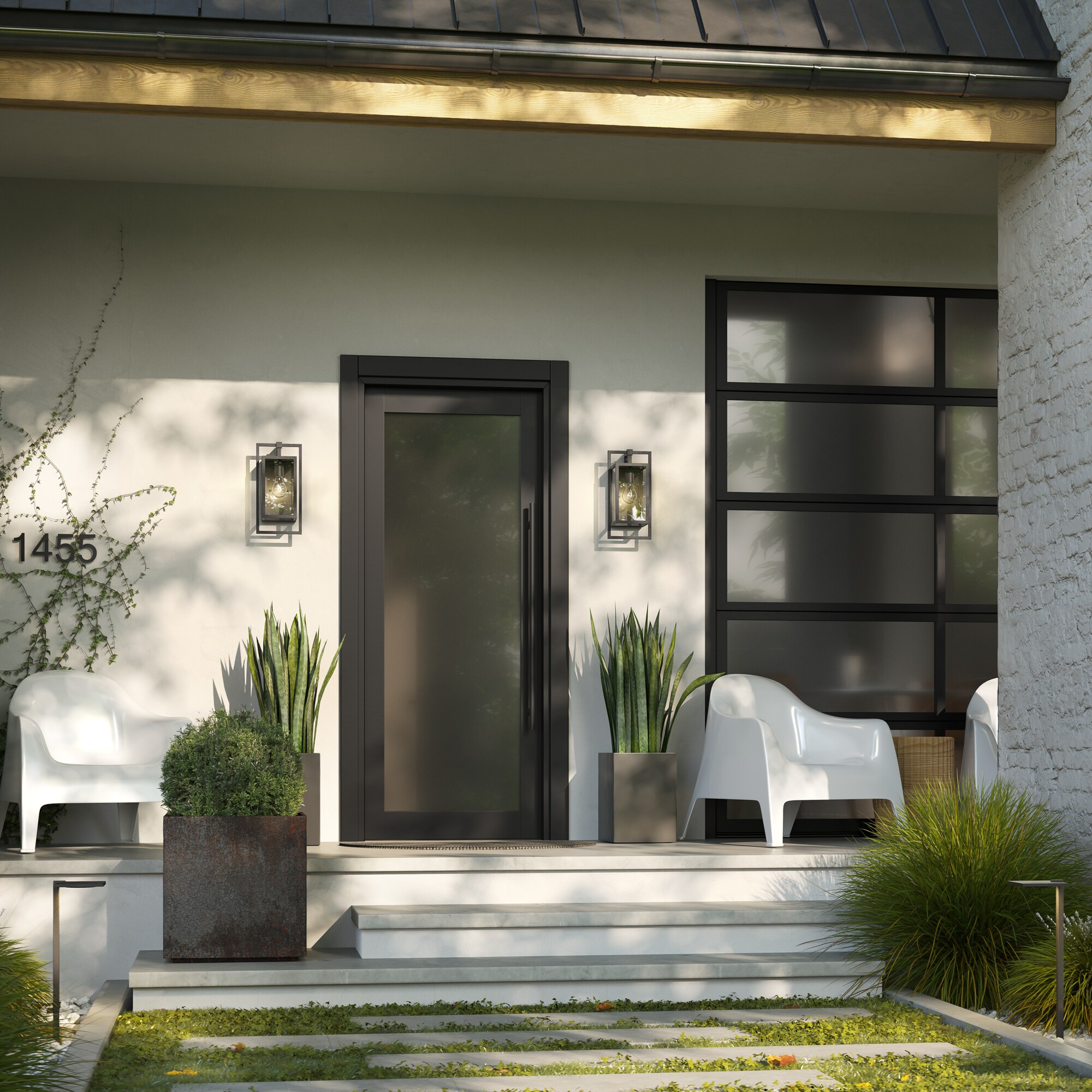 Goson 20" Black Industrial Outdoor Wall Light with Clear Glass