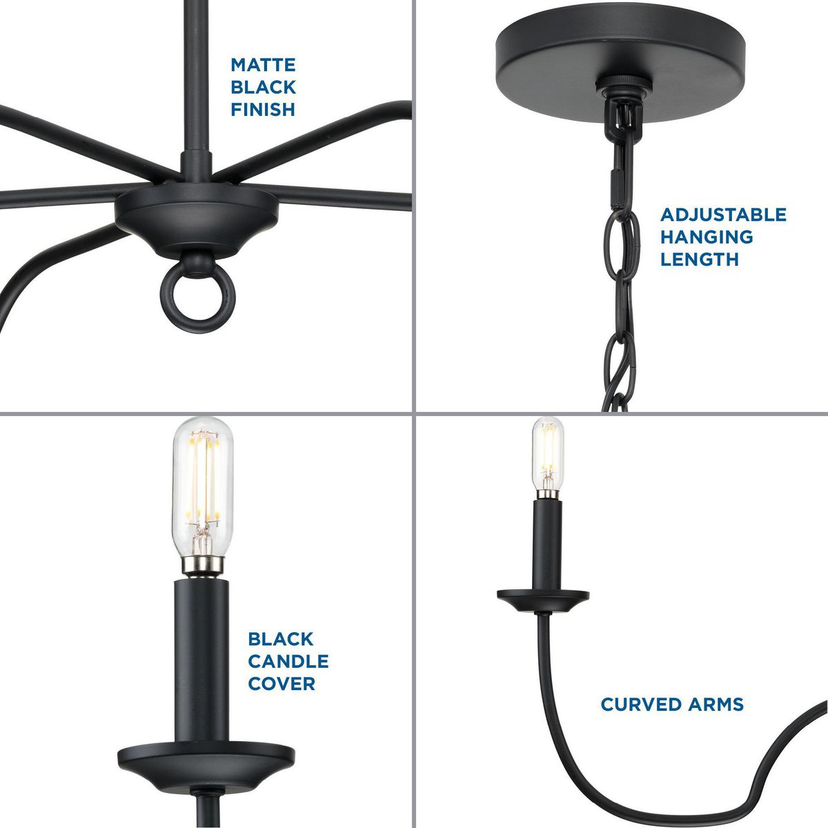 Progress Lighting Canebrake 5-Light Matte Black Farmhouse Dry Rated ...