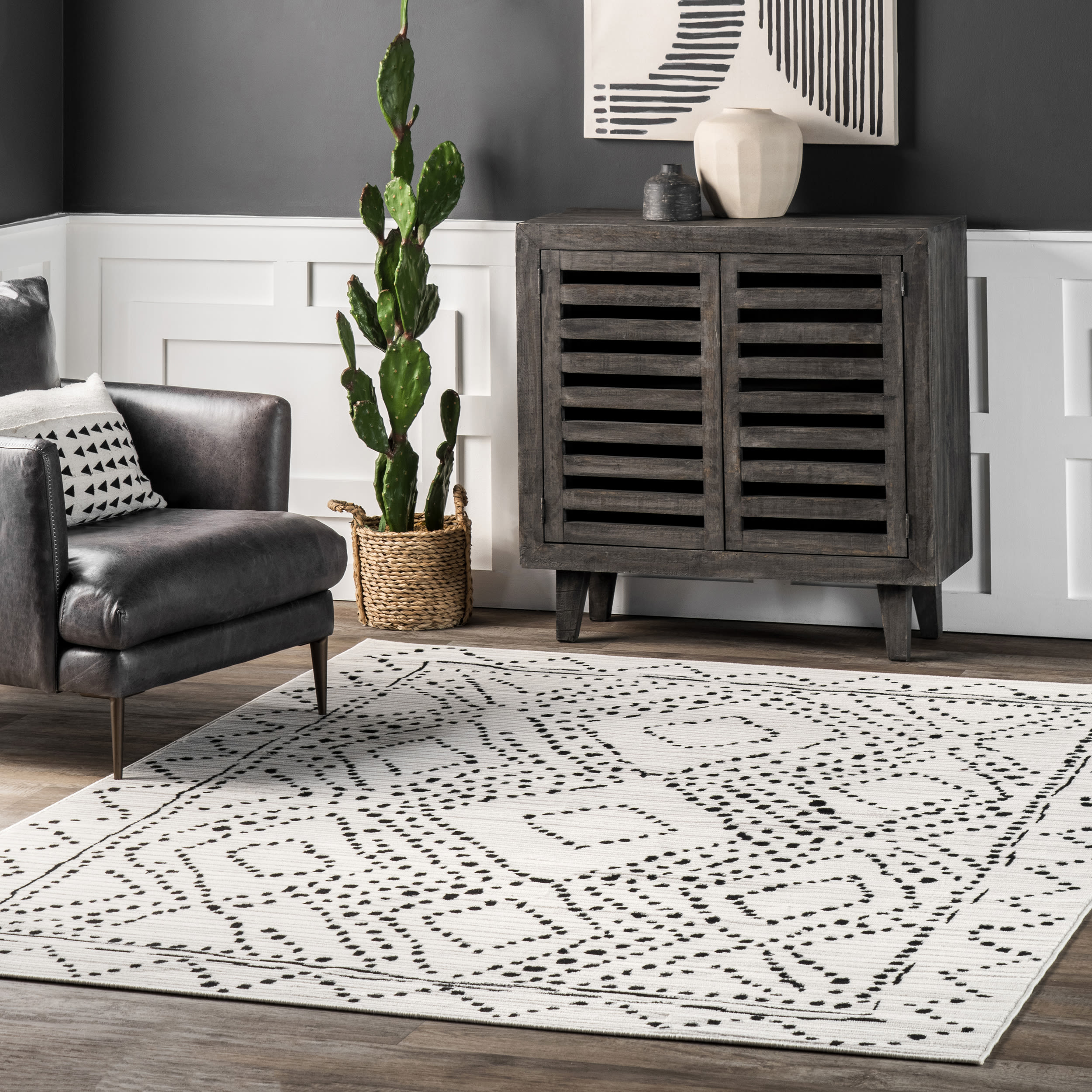 nuLOOM ECRK03A-8010 8 x 10 (ft) Loomed Polypropylene Gray Rectangular Indoor Geometric Global Area rug
