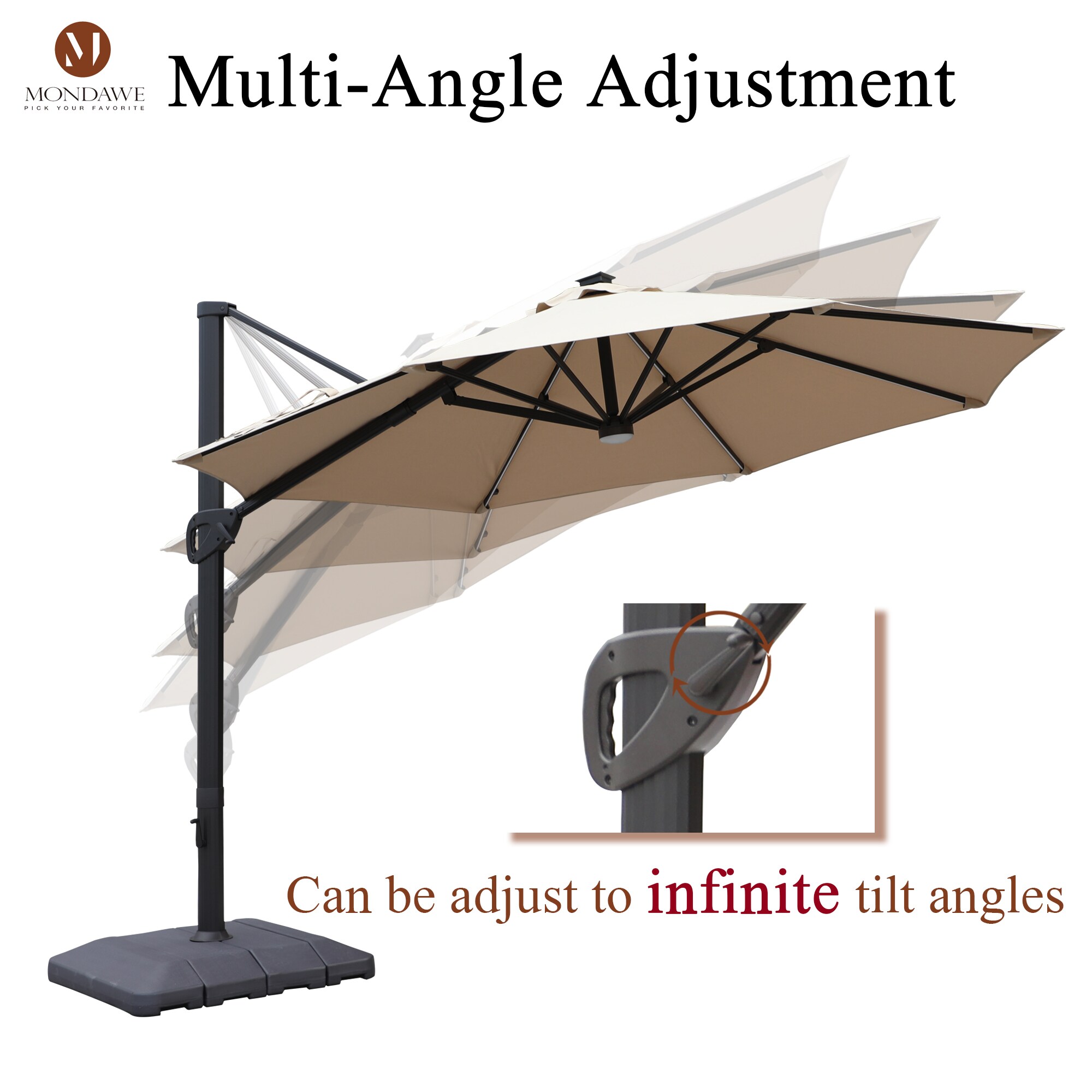 Mondawe 11-ft Solar Powered Market Patio Umbrella with Base in the ...