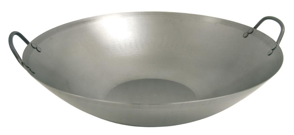 Classic Series 14-Inch Carbon Steel Flat Bottom Wok with Birch