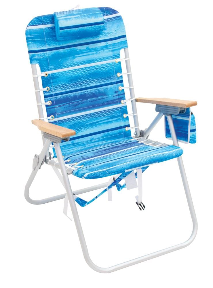 RIO Brands Polyester Blue Folding Beach Chair (Adjustable and Carrying ...
