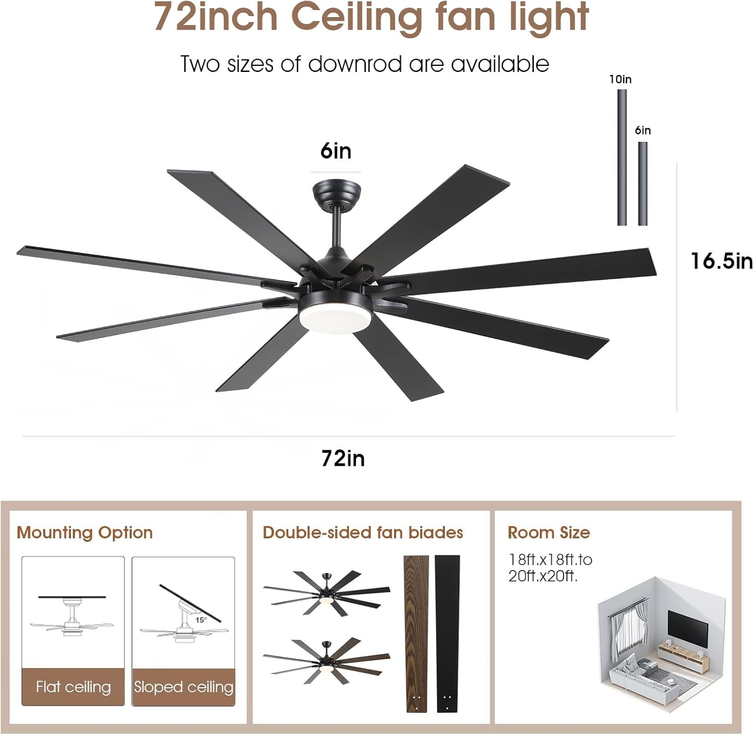 Gleam Flare GF-9888-72BK Ceiling-Fans - View #2