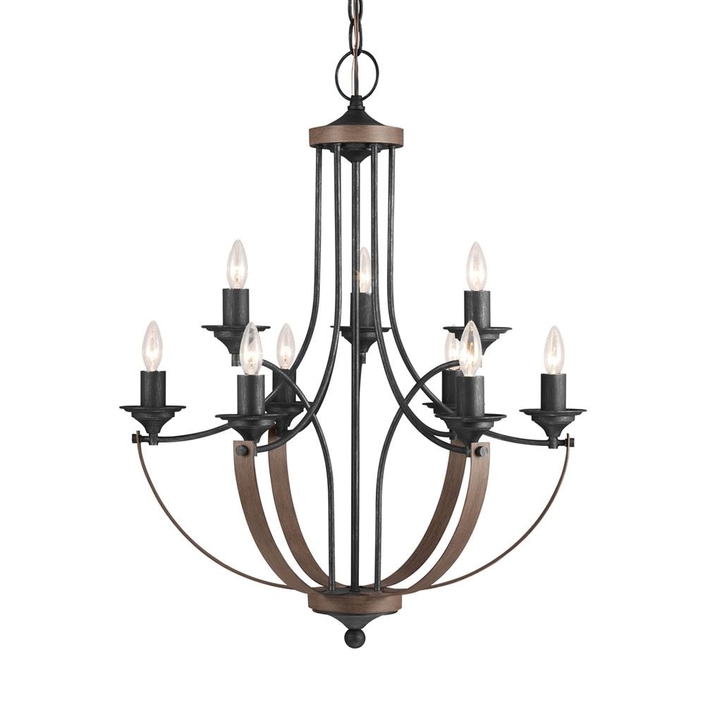 Generation Lighting 3280409EN-846 Corbeille 9 -Light Distressed Black Traditional For Use in Dining Rooms, Foyers, Kitchens, Living Rooms Chandelier