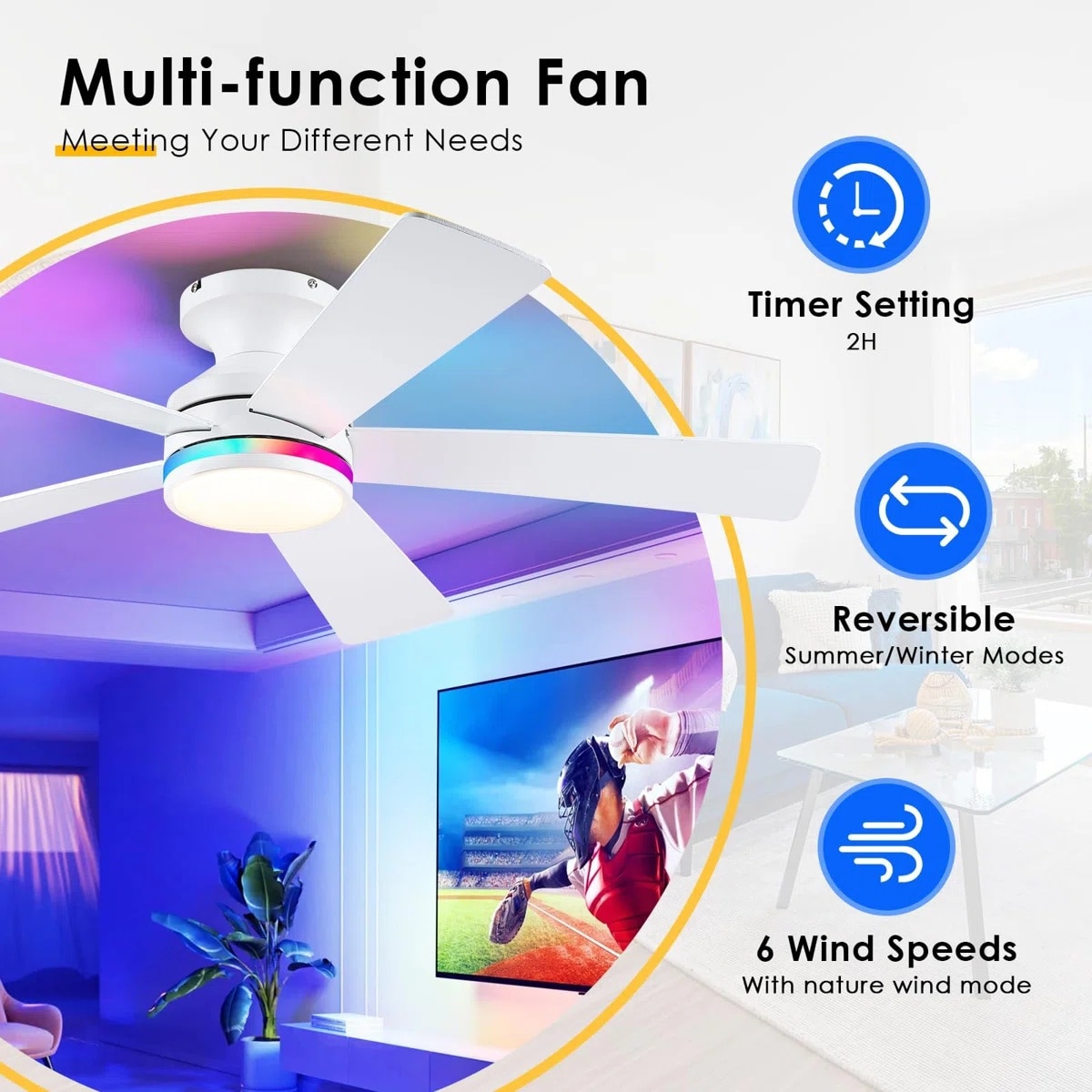Kviflon LS8509-46WHRGB Ceiling-Fans - View #2