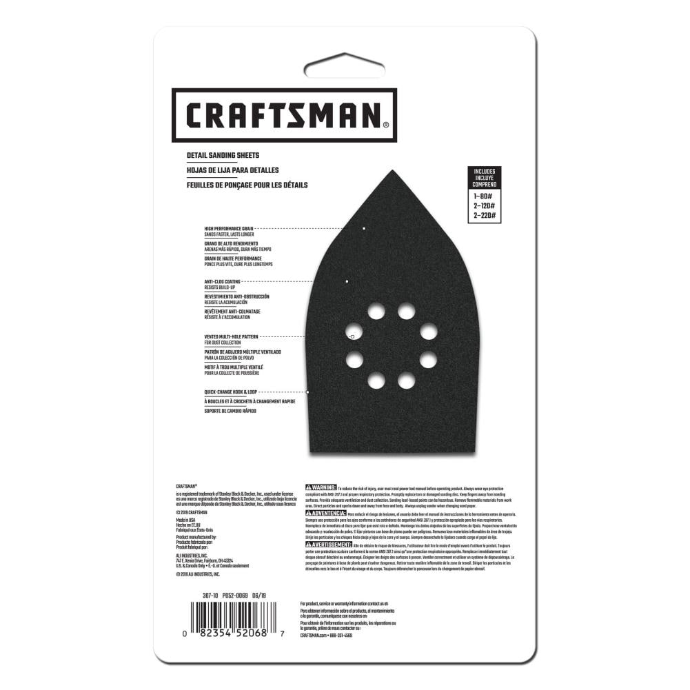 Craftsman Ceramic Mouse Sht Asst Grit 5pk 5-Piece Ceramic Alumina Multi-Grade Detail Sandpaper 9165-052