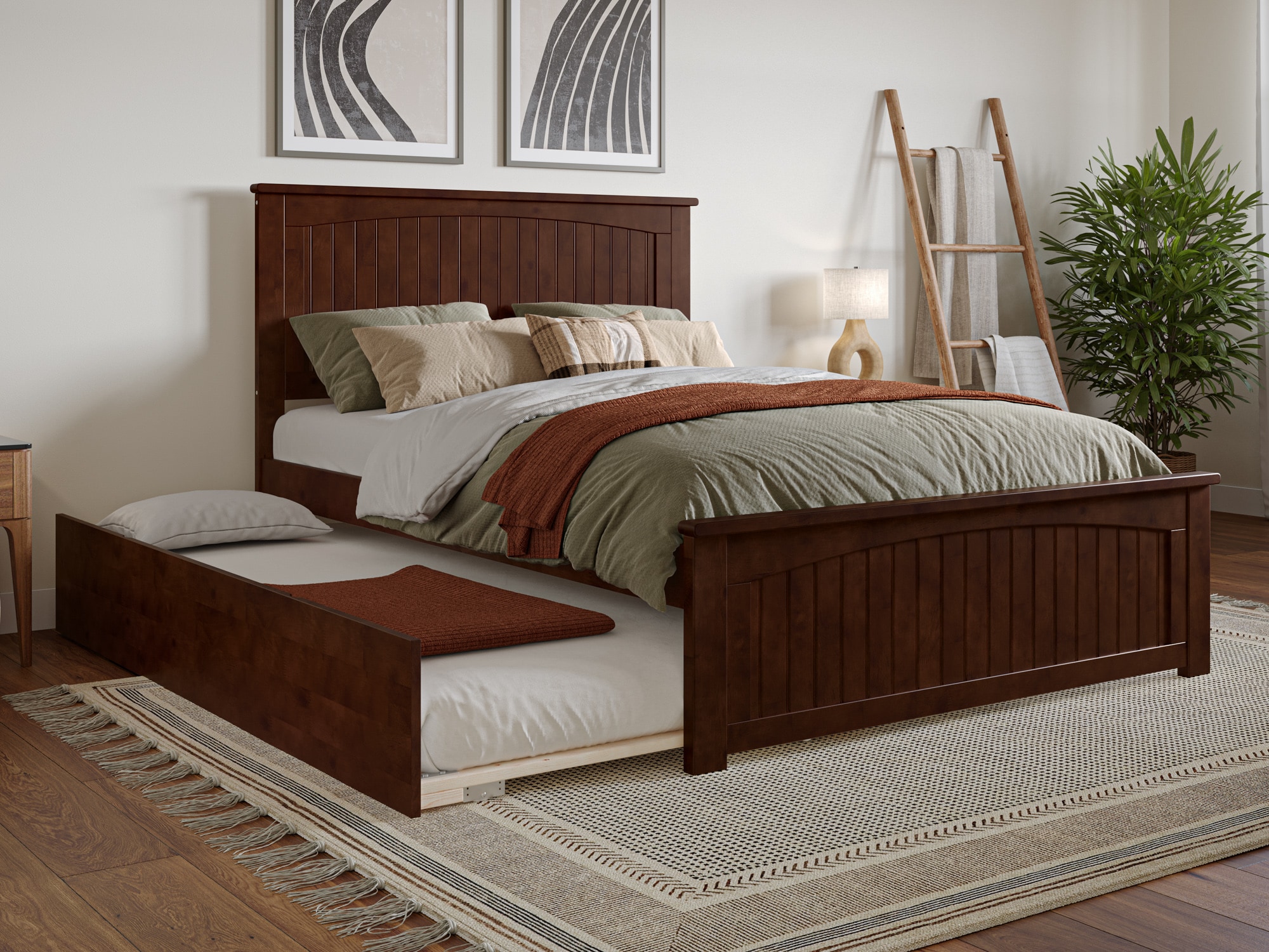 AFI AR8236014 Nantucket Walnut Full Wood Trundle Bed