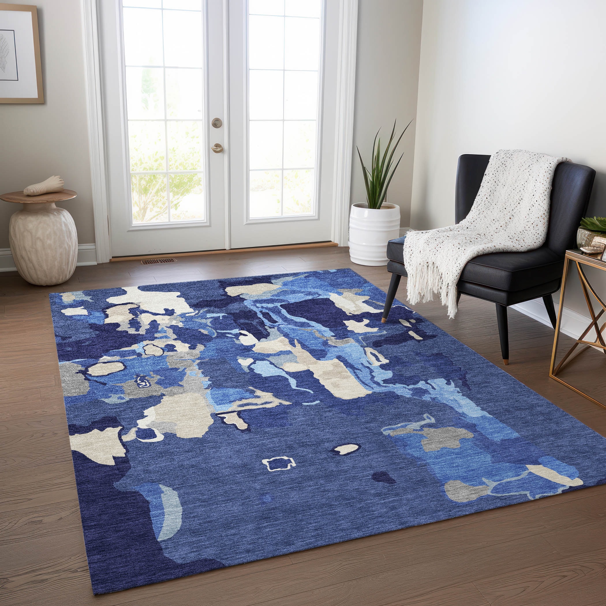 Addison Rugs ACN1028NA3X5 Chantille ACN1028NA 3 x 5 (ft) Polyester Navy Rectangular Indoor/Outdoor Geometric Machine washable Area rug