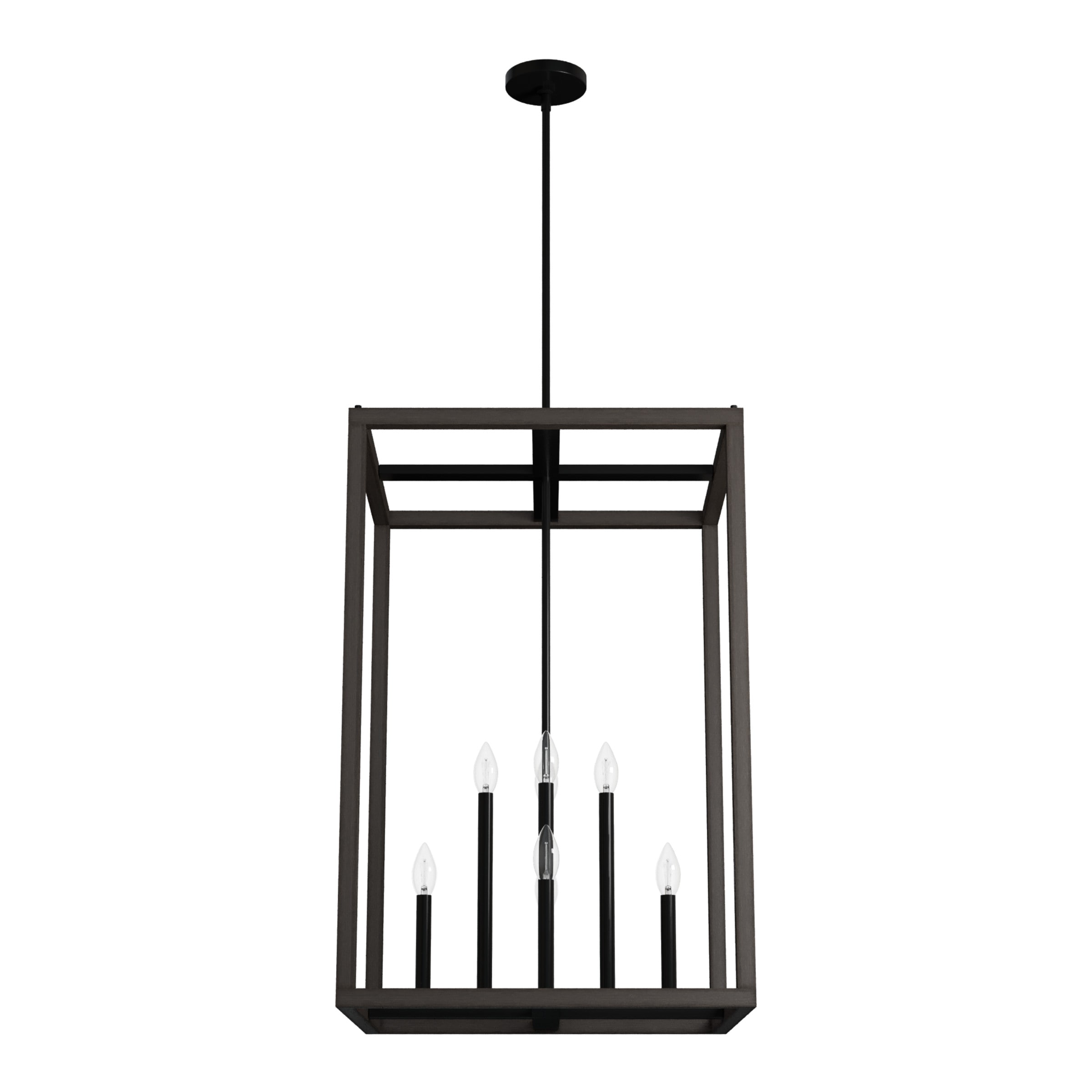 Hunter 19678 Squire Manor 8 -Light Matte Black Modern/contemporary Square Medium Hanging Kitchen island light