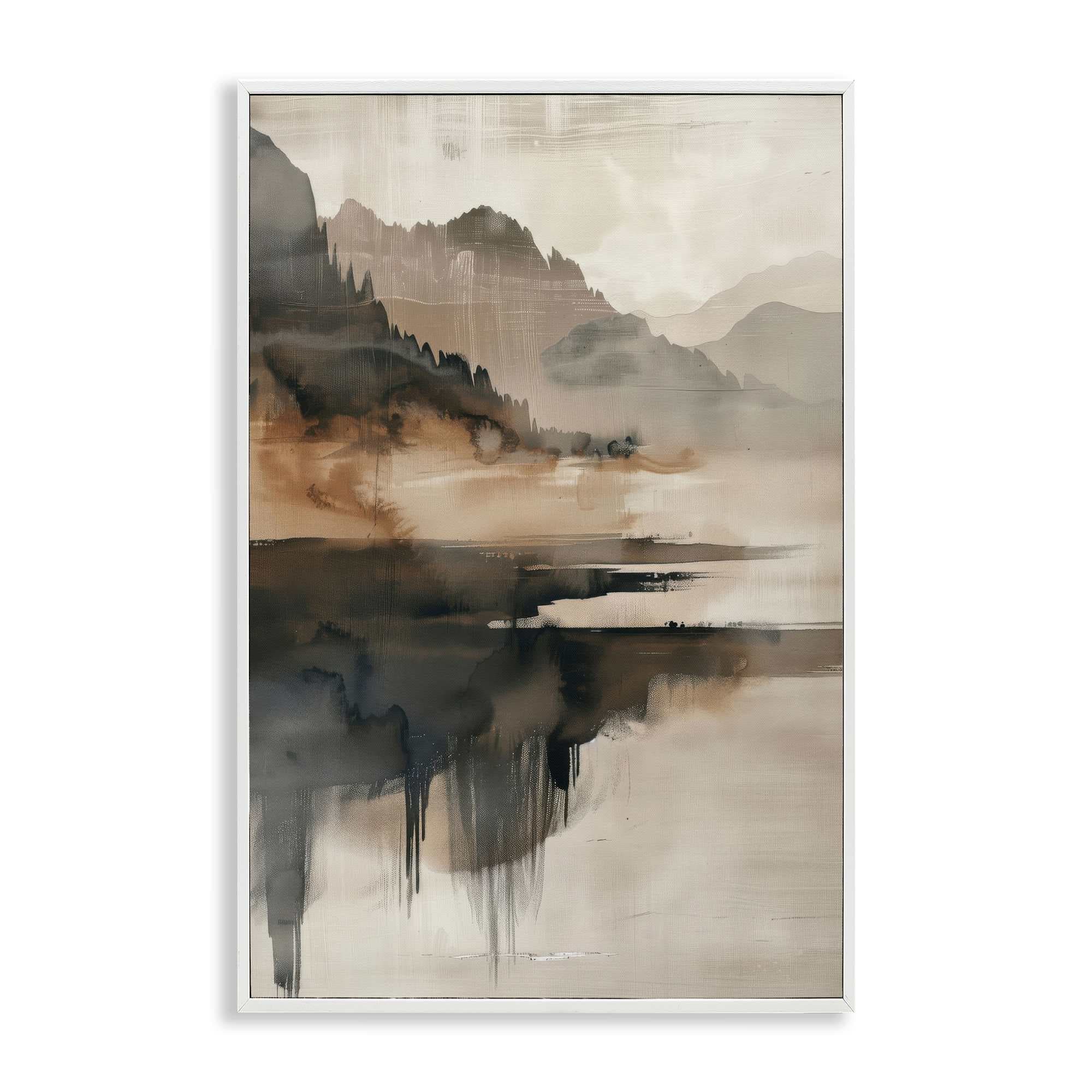 Stupell Industries BT-858-WFR-16X24 Layered Opaque Mountain Reflection Framed Giclee design by LSR Creative Studio