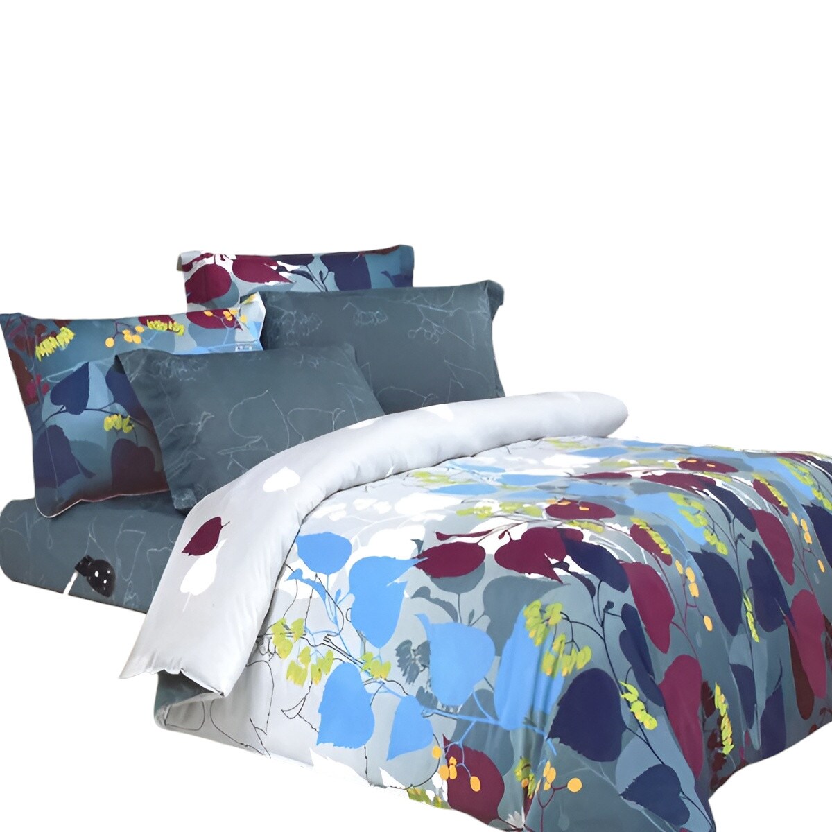 Slickblue Purple Full Cotton Duvet Cover Bedding Set with Sheets and Pillow Shams- Twin/ Full Size