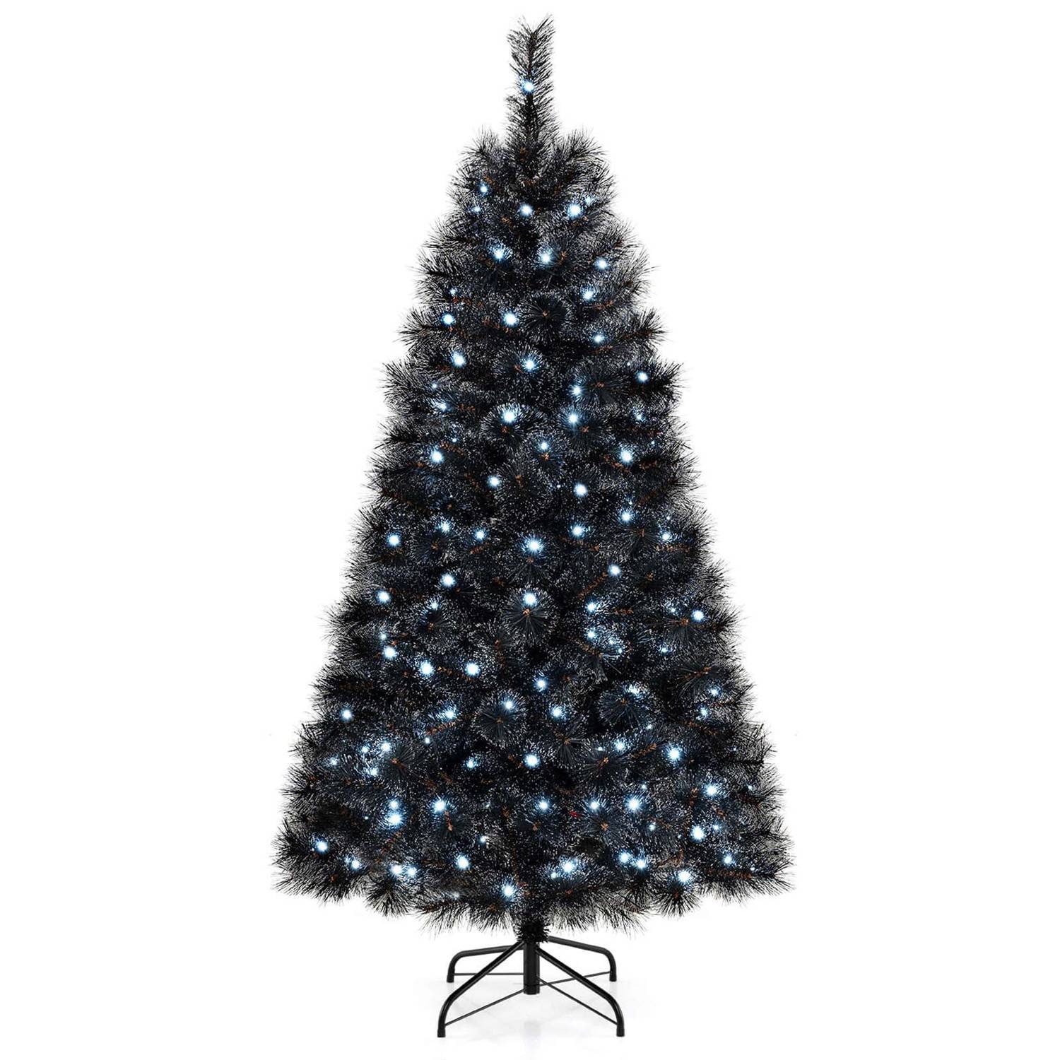 Costway  6 FT Halloween Tree with 362 Branch Tips Frosted Pine Needles 210 White LED Lights