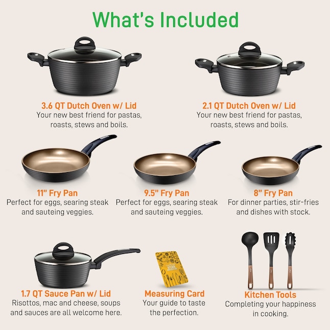 NutriChef 12-Piece 2-in Ceramic Cookware Set with Lid in the Cooking Pans &  Skillets department at