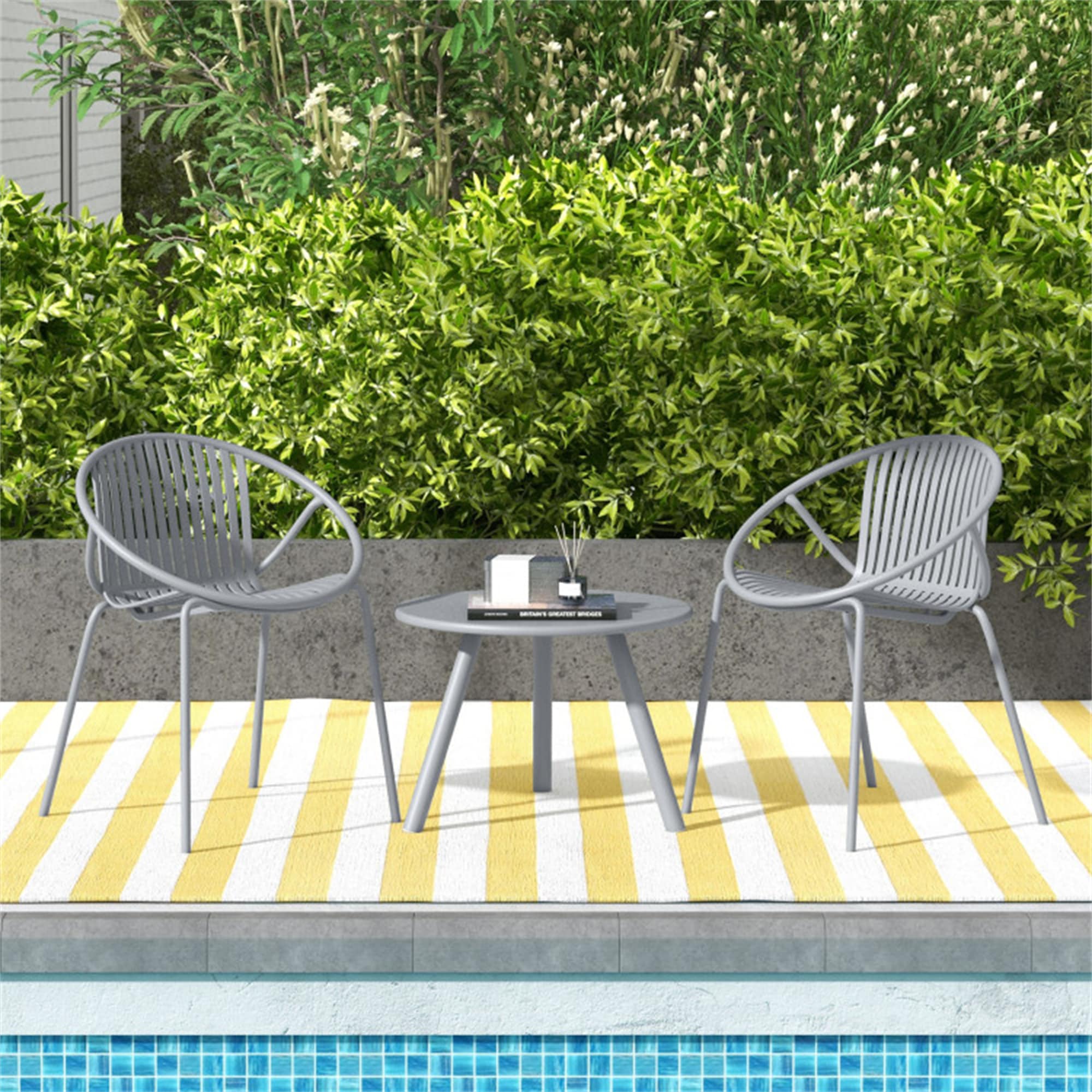 BABOOM BOM-11883HS-CO 3 -Piece Patio Conversation Set with Gray