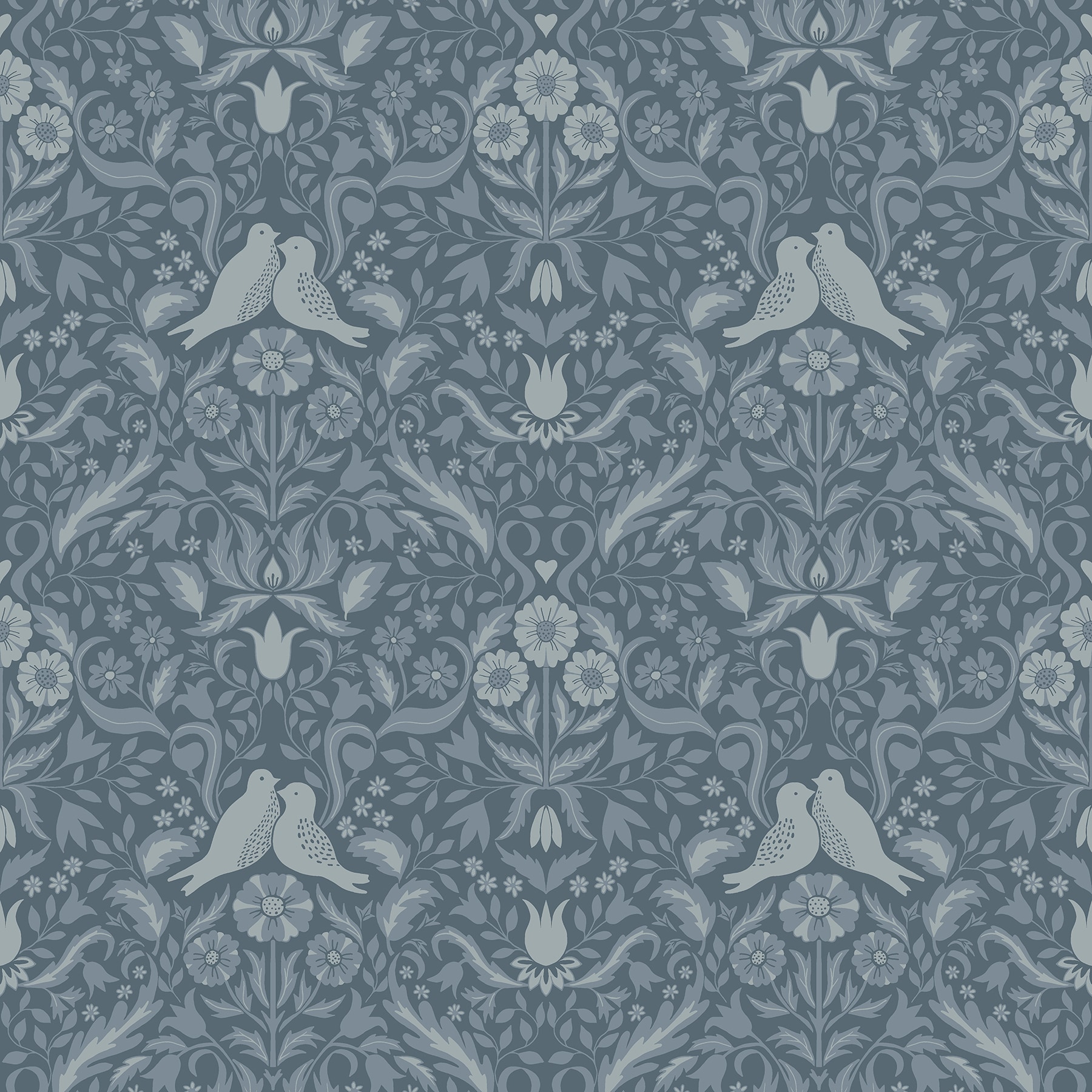 A-Street Prints 2999-14028 Annelie 57.5-Sq. Feet Blue Non-woven Birds Unpasted Wallpaper