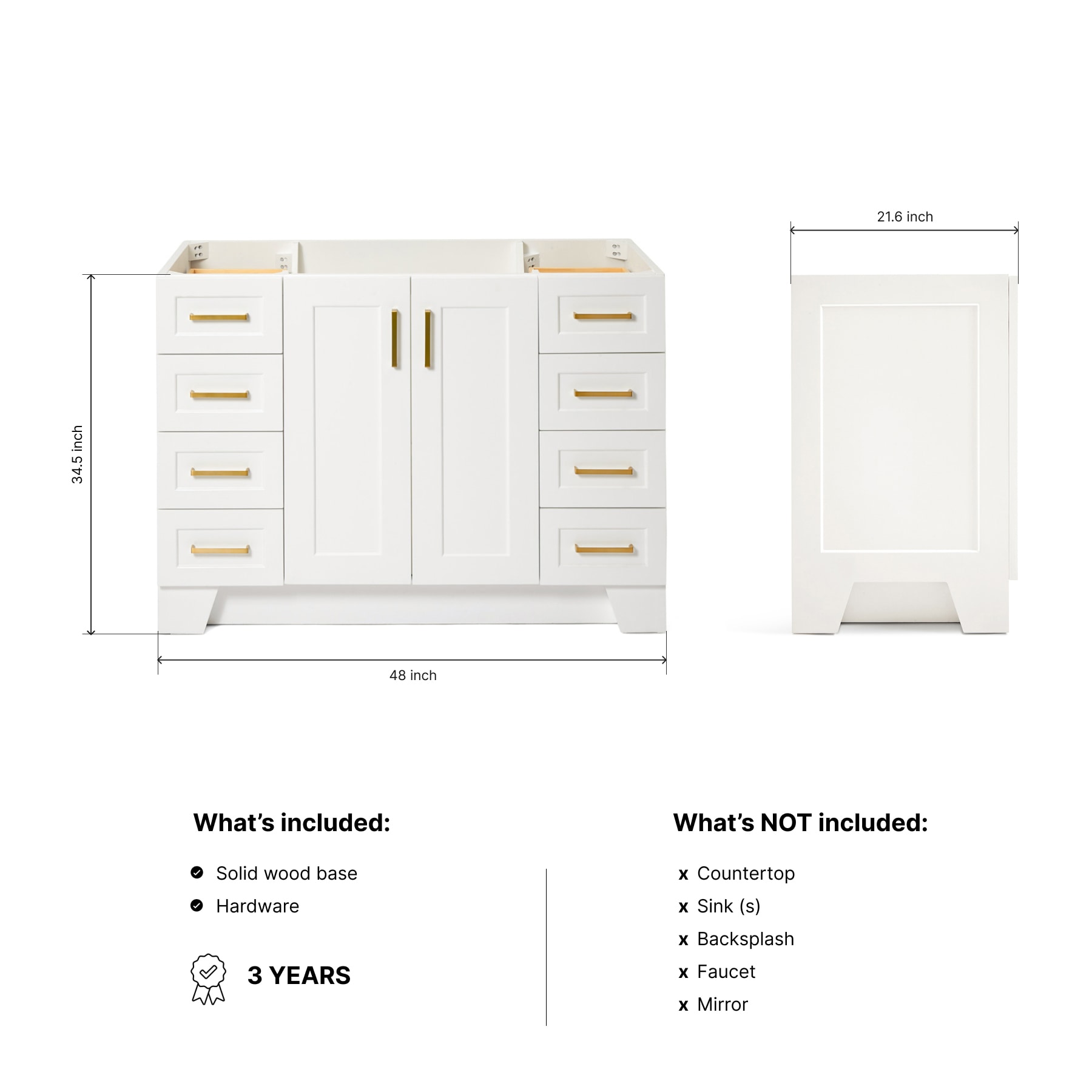 ARIEL Q048S-BC-WHT vanities - View #3